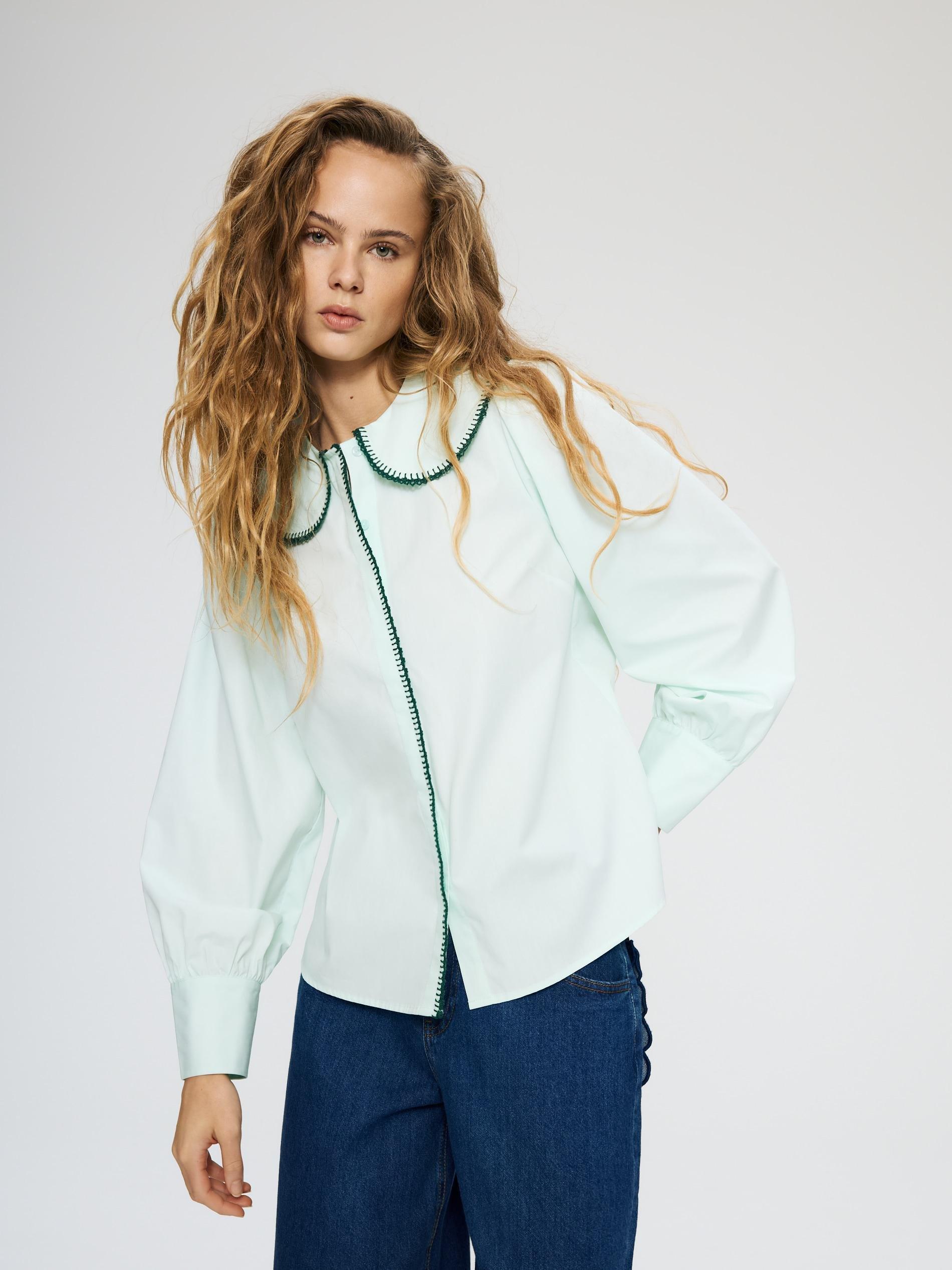 Green Cotton Shirt With Collar, Green, large image number 0