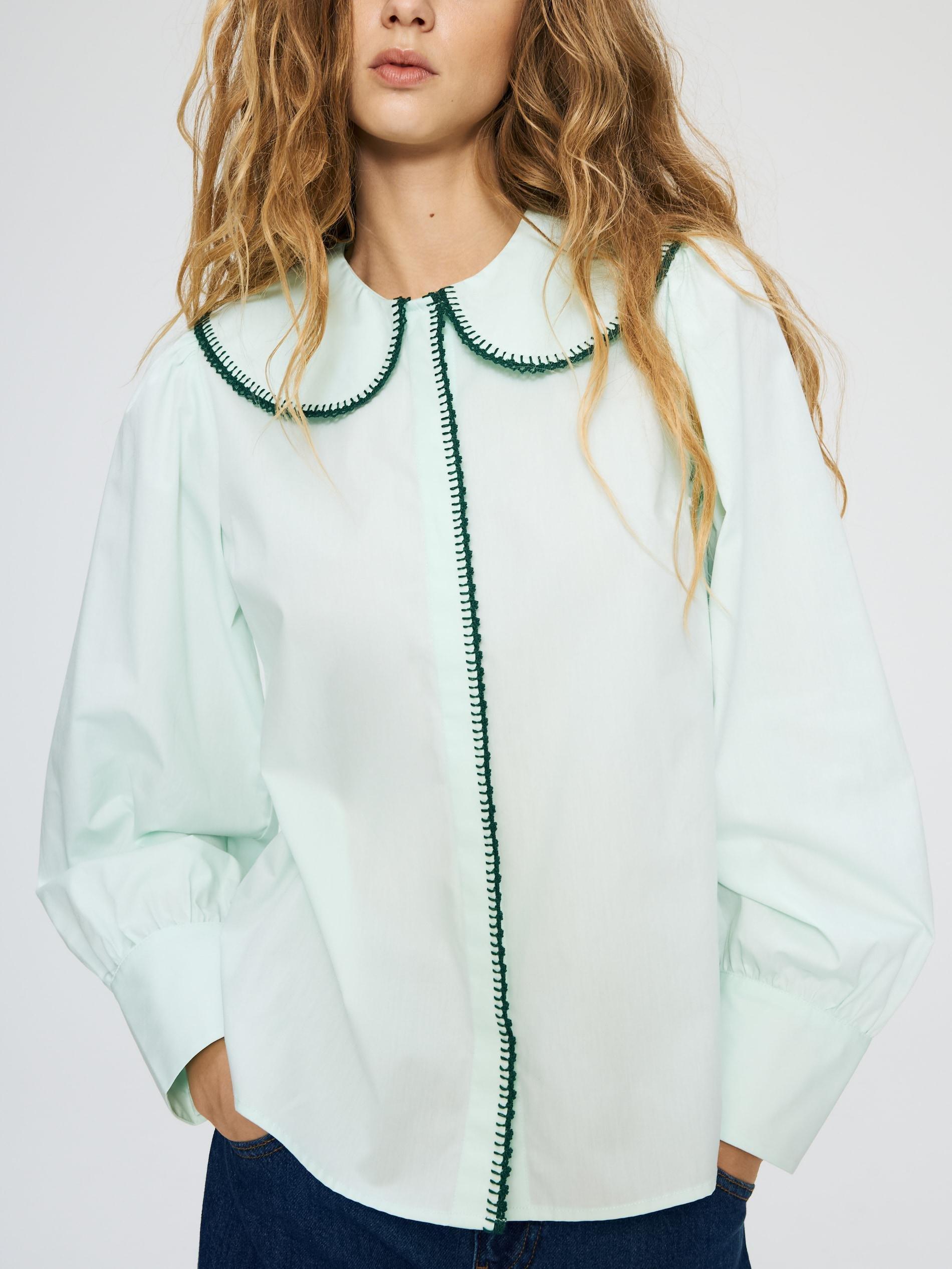 Green Cotton Shirt With Collar, Green, large image number 1