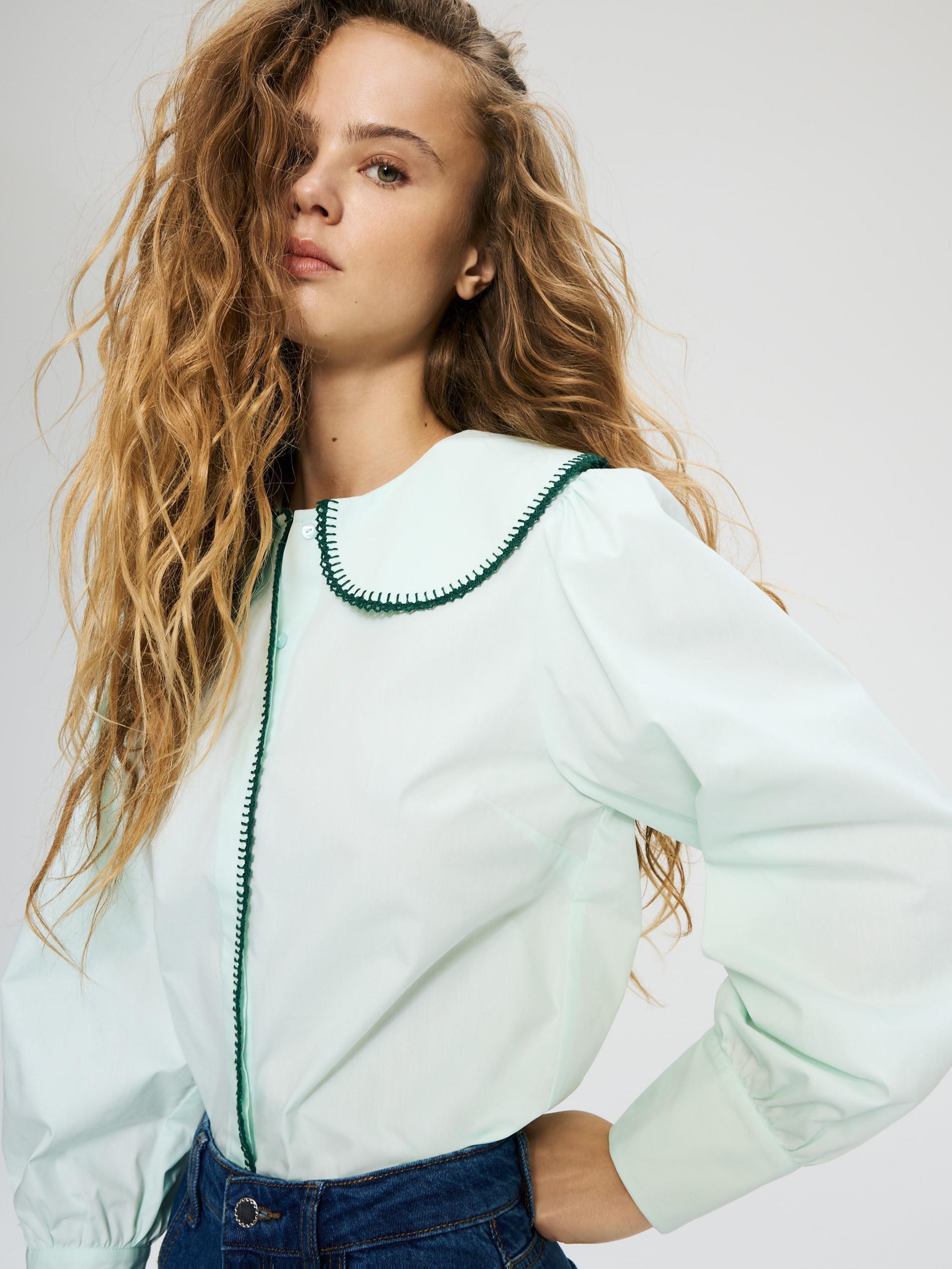 Green Cotton Shirt With Collar, Green, large image number 3