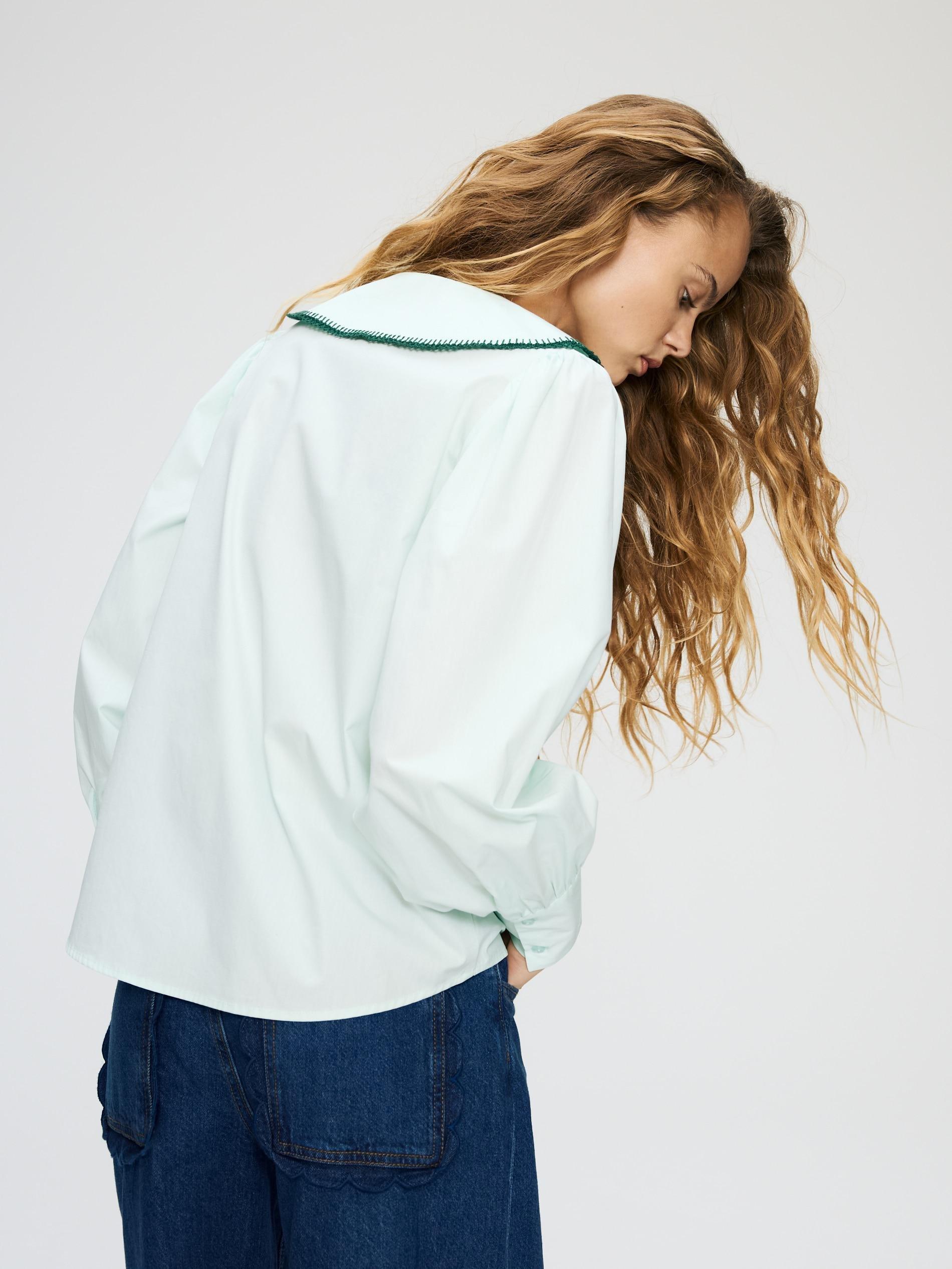 Green Cotton Shirt With Collar, Green, large image number 4