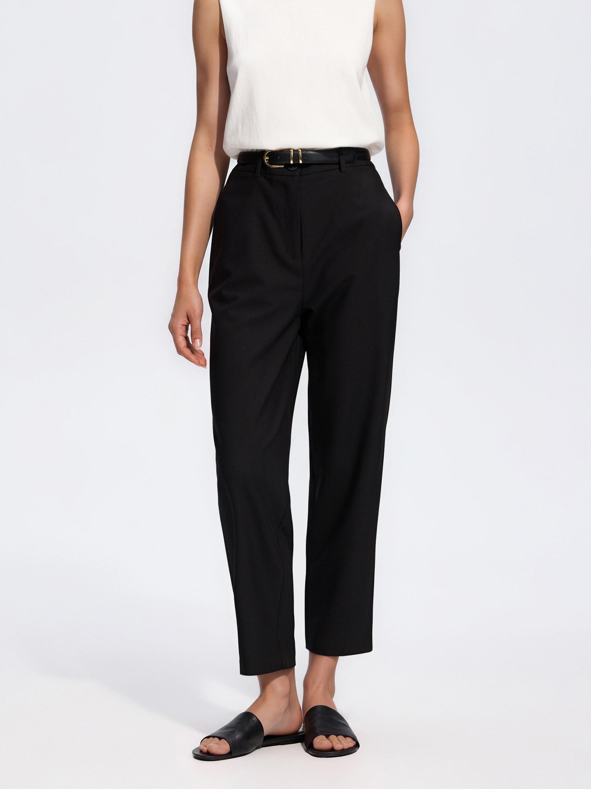 بنطال سيجارة مع حزام أسود, Black, medium
