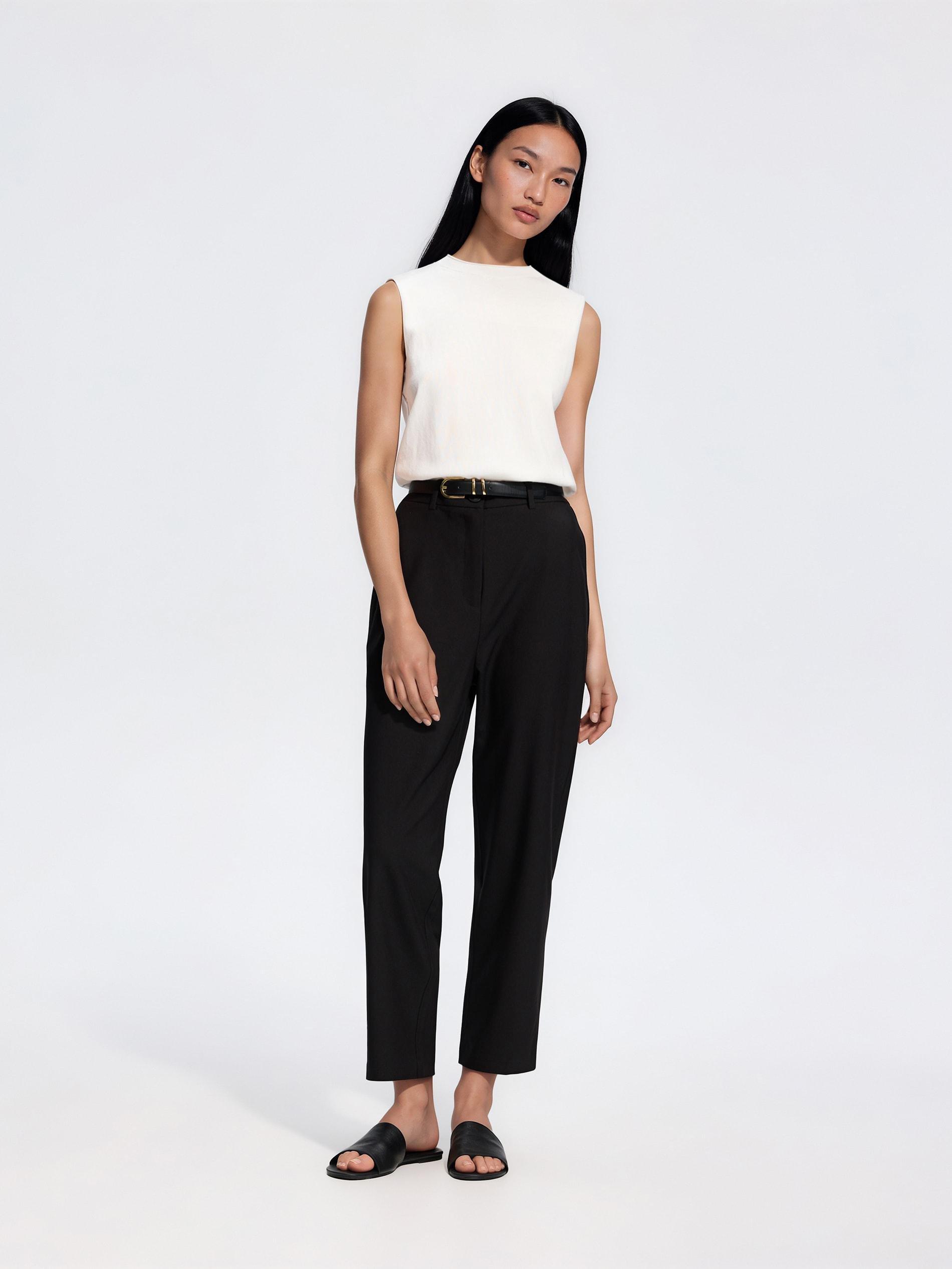 بنطال سيجارة مع حزام أسود, Black, medium