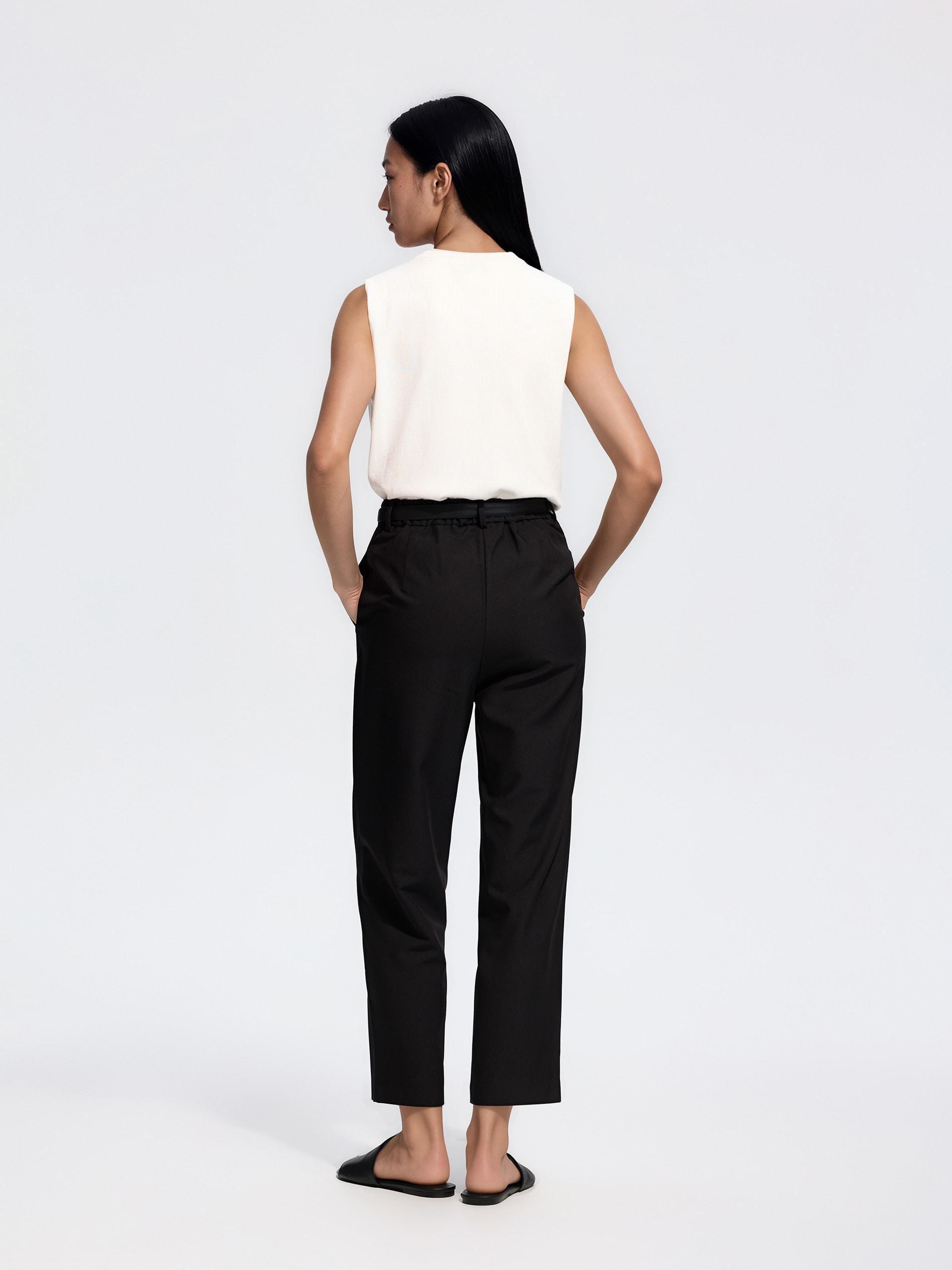 بنطال سيجارة مع حزام أسود, Black, medium