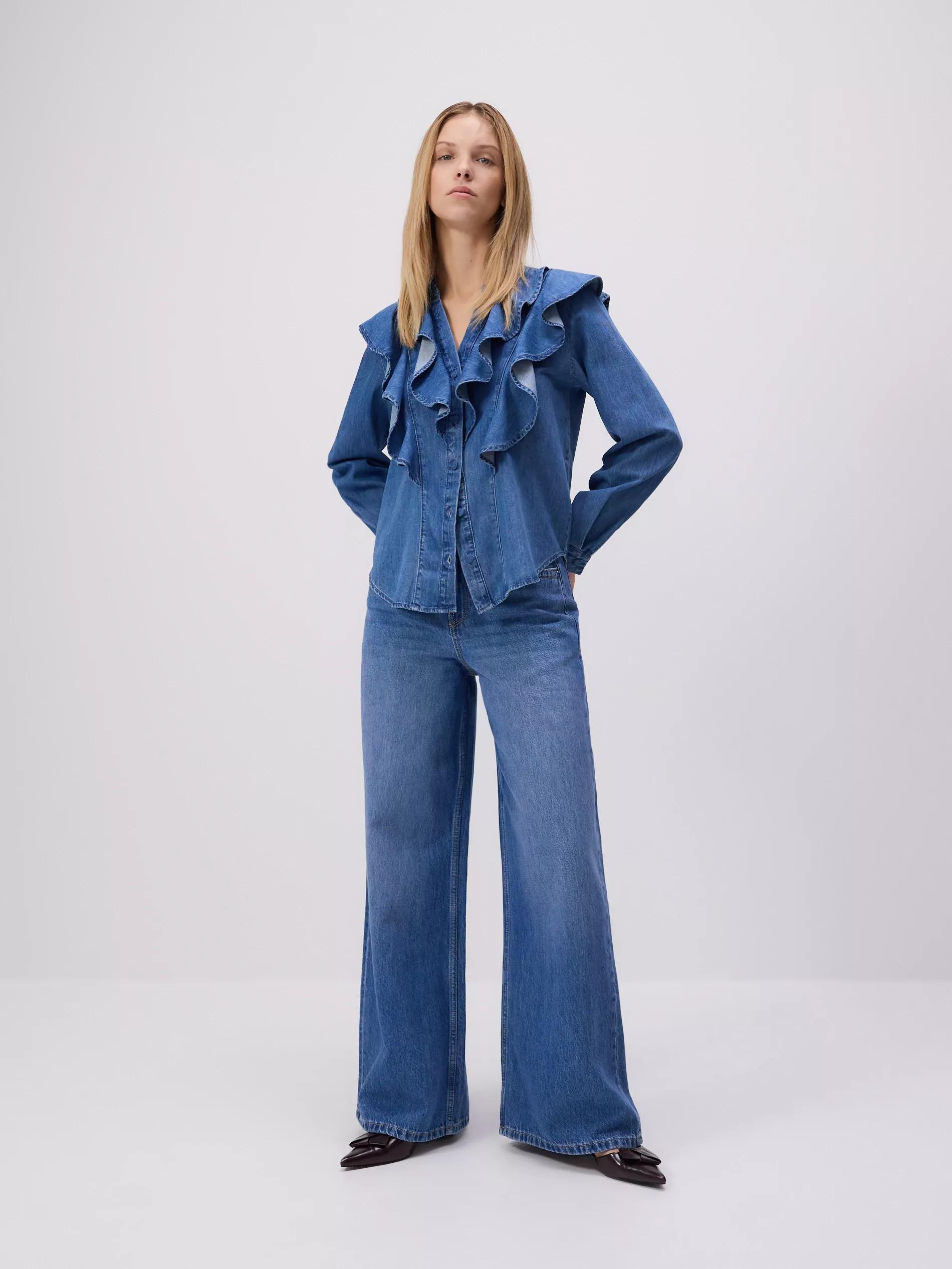 Blue Ruffled Shirt, , large image number 0