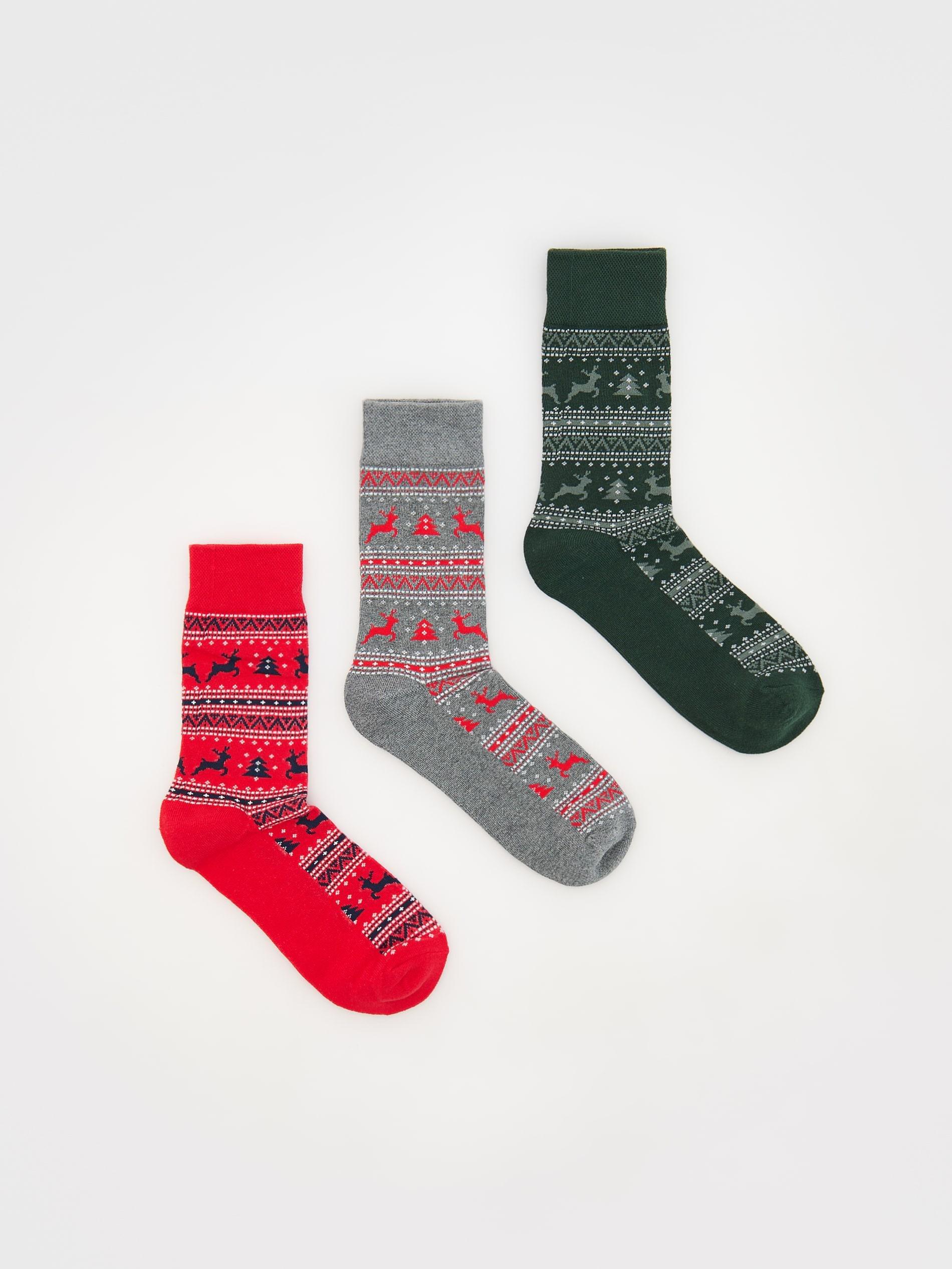 Red Set Of 3 Christmas Socks, , large image number 0