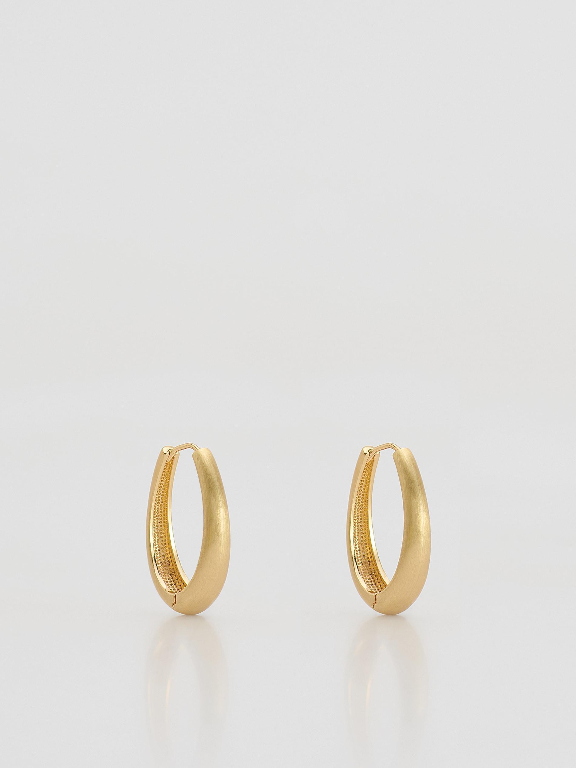 Gold Oval Earrings, Golden, medium