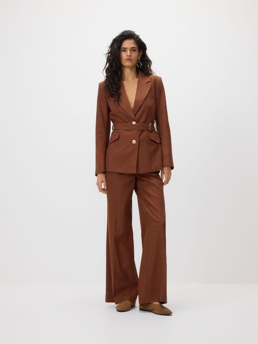 Brown Waist Belt Jacket, Brown, large image number 3