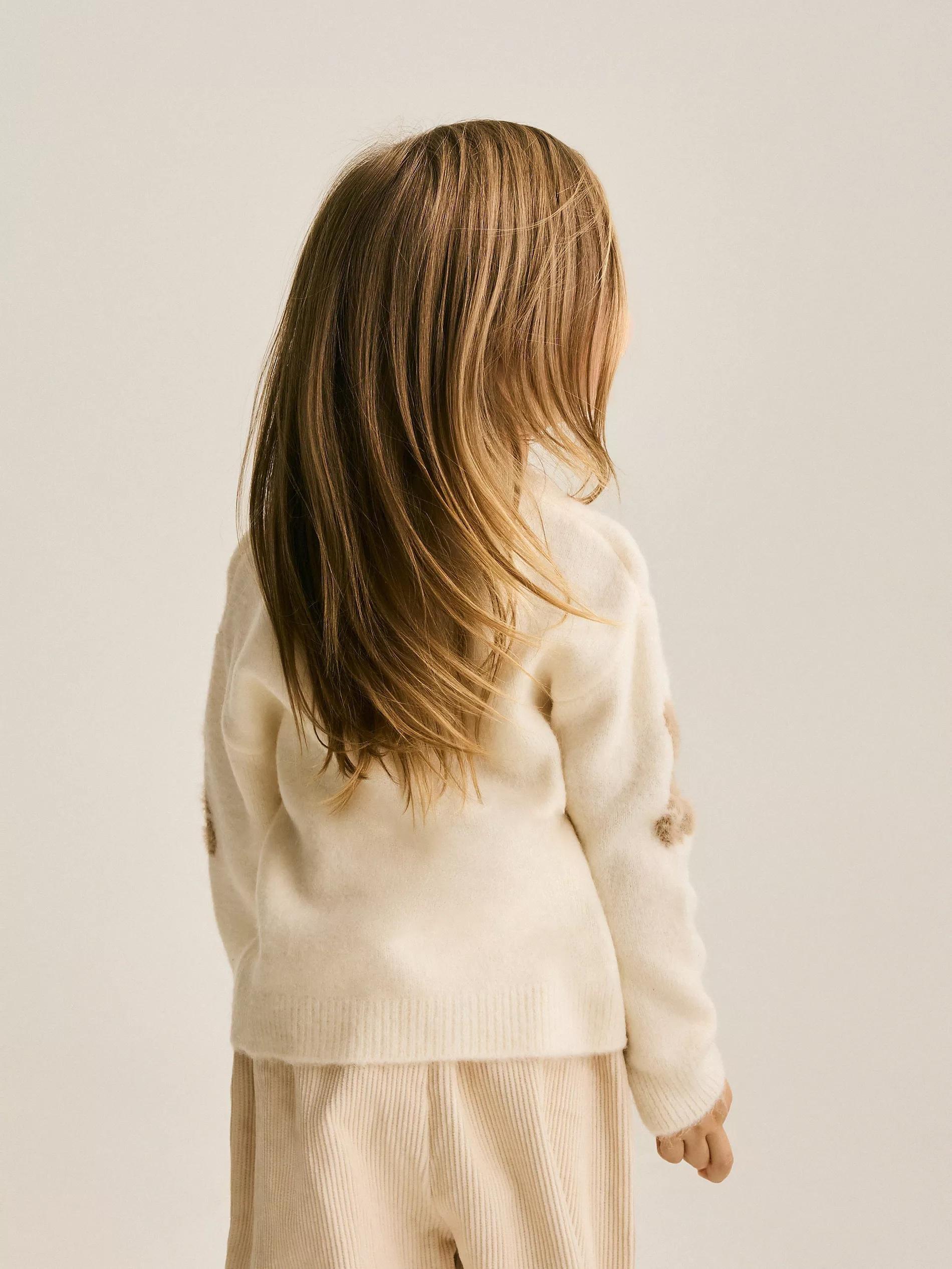 Cream Jumper With Bear Motif, Ivory, large image number 5