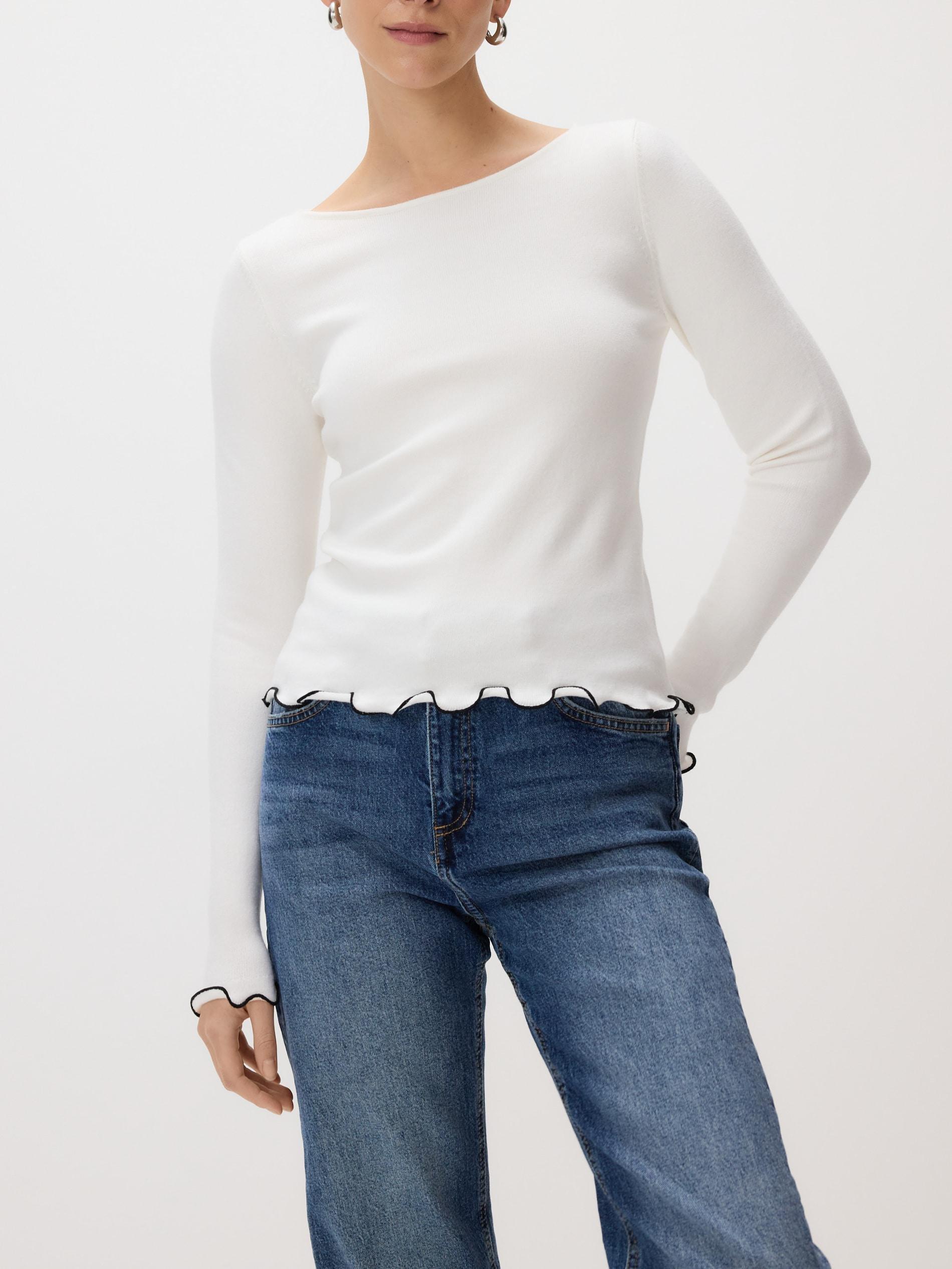 Cream Viscose Blend Jumper, Ivory, large image number 0