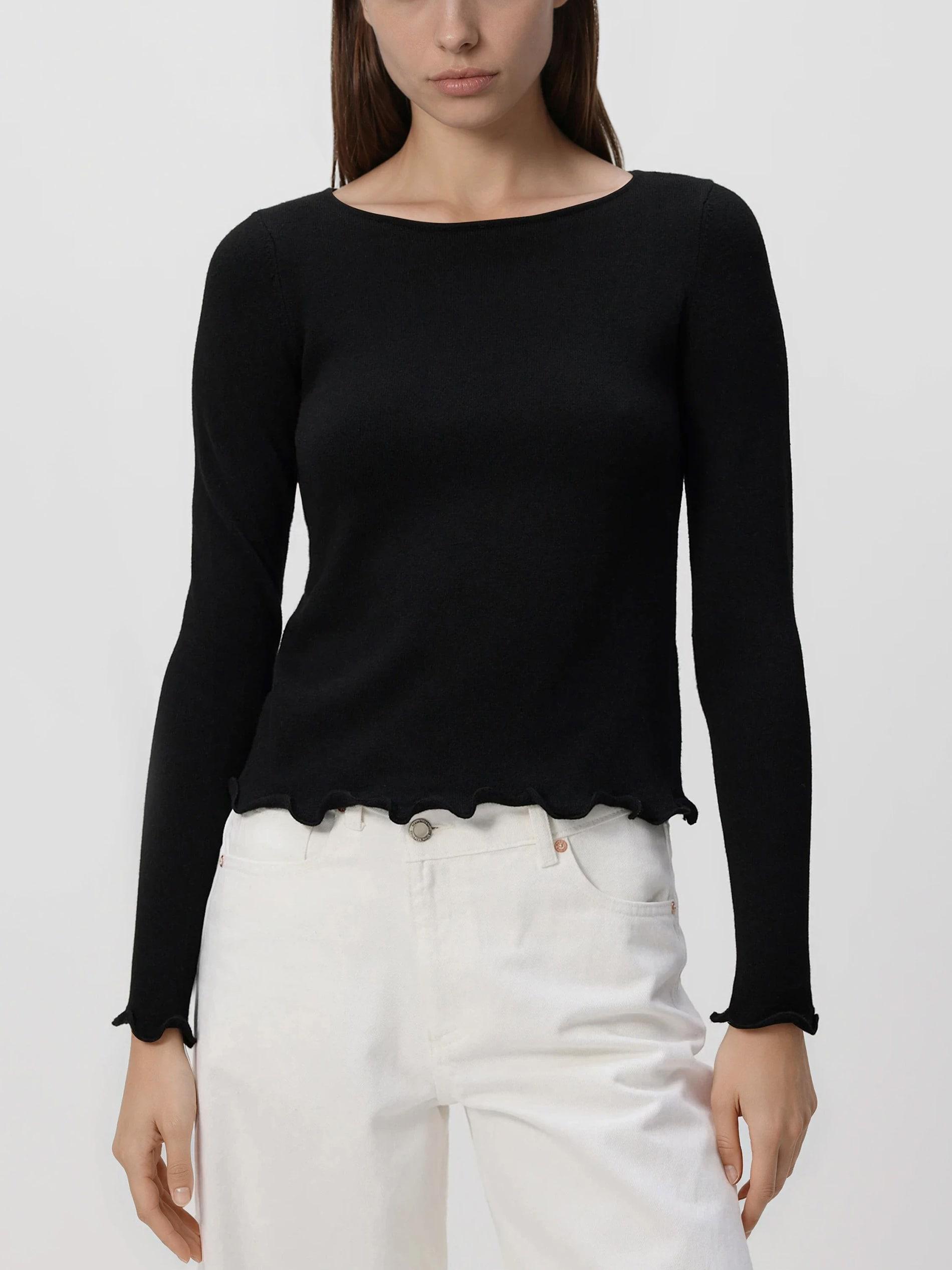 Black Viscose Blend Jumper, Black, large image number 0