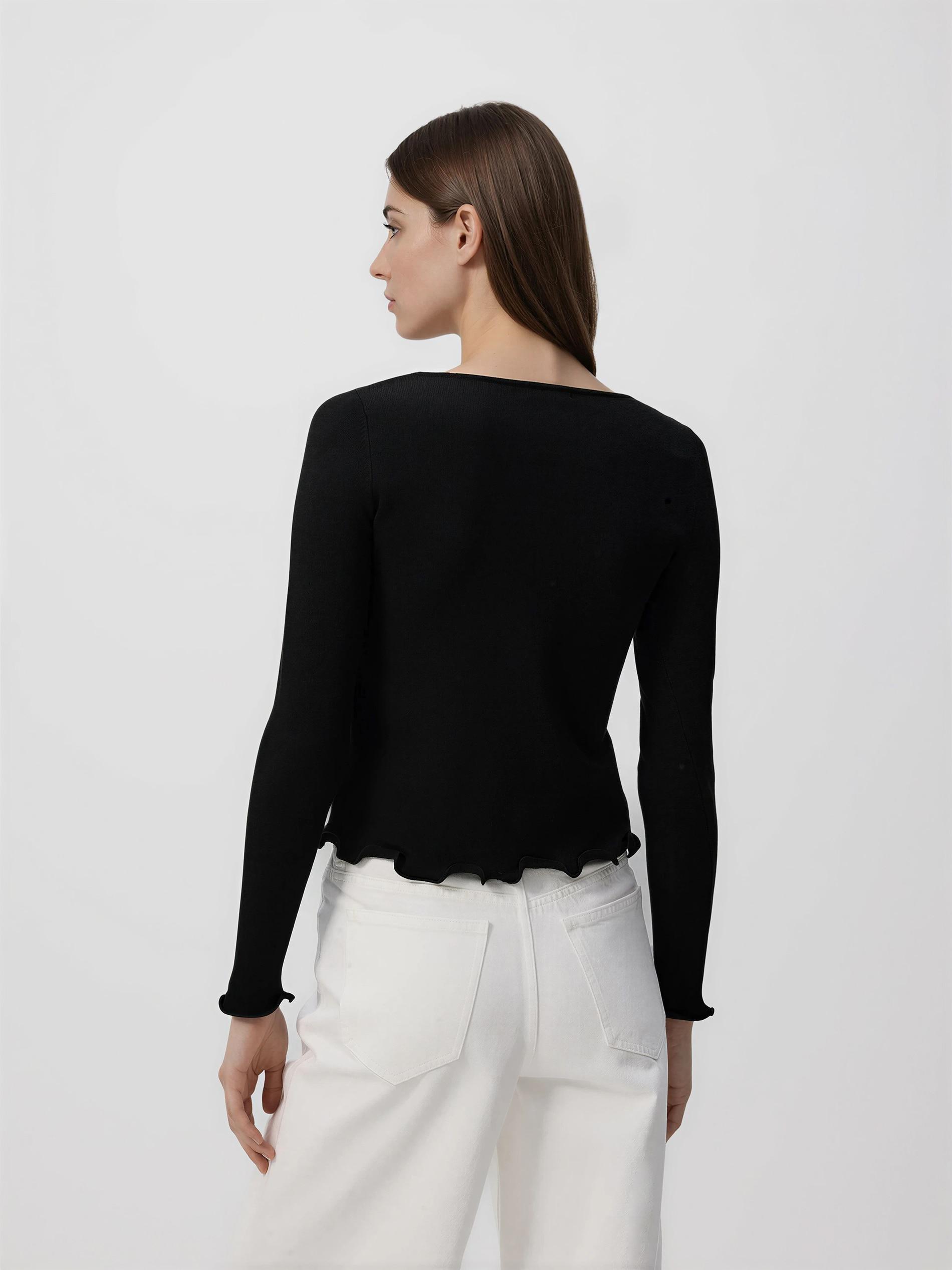 Black Viscose Blend Jumper, Black, large image number 2