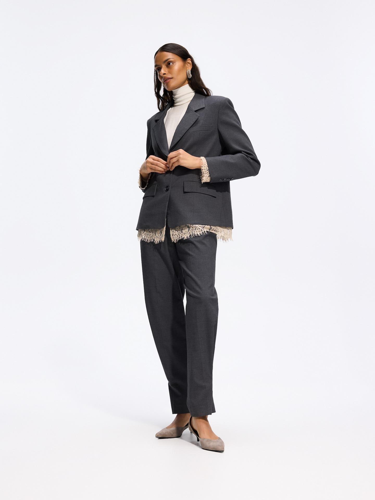 Grey Blazer With Lace, Grey, medium