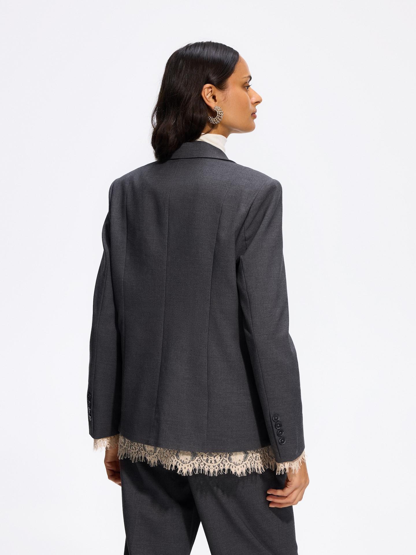 Grey Blazer With Lace, Grey, large image number 3