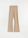 Reserved - Beige Trousers In Ribbed Knit, Women