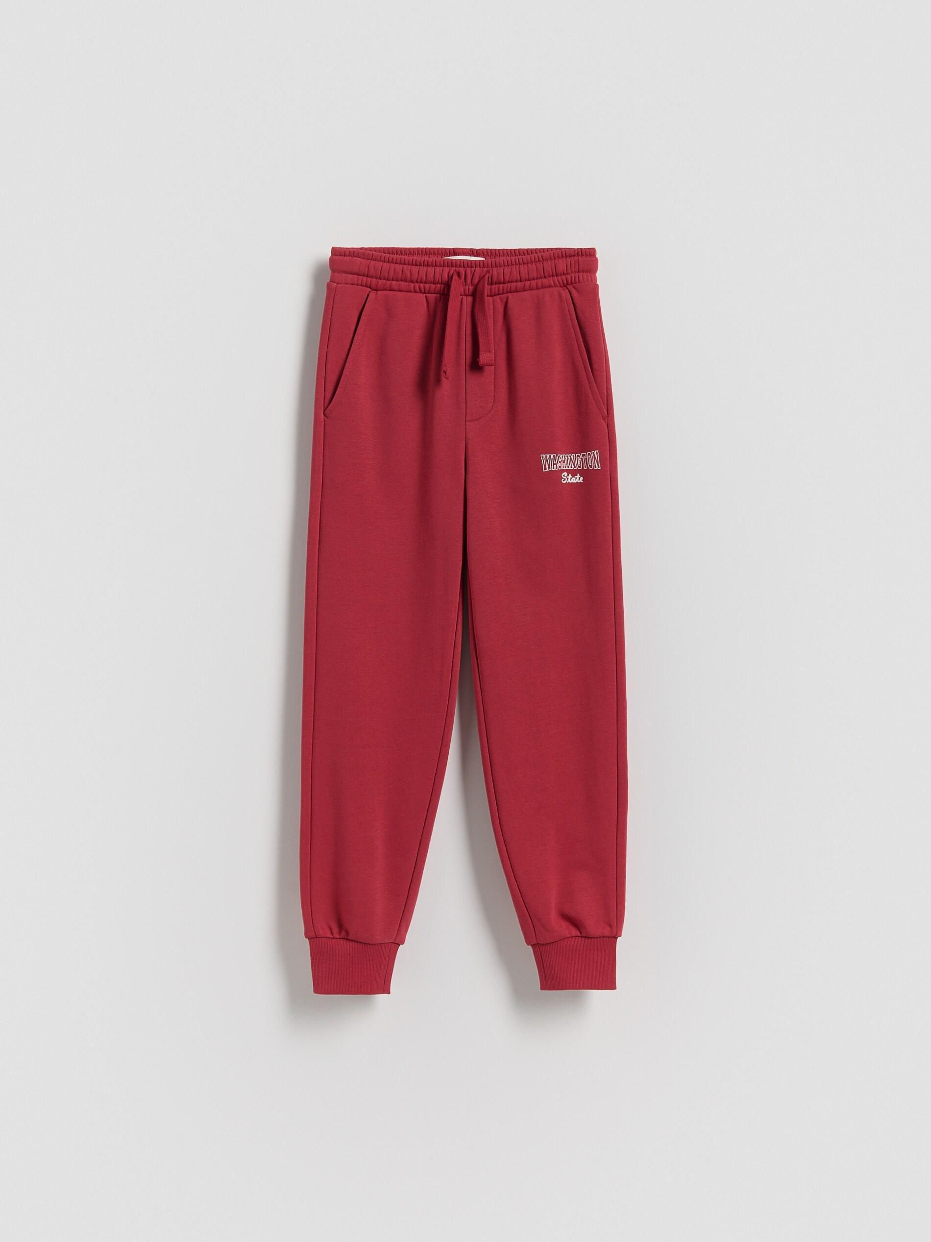 Red Cotton Joggers, Red, large image number 0