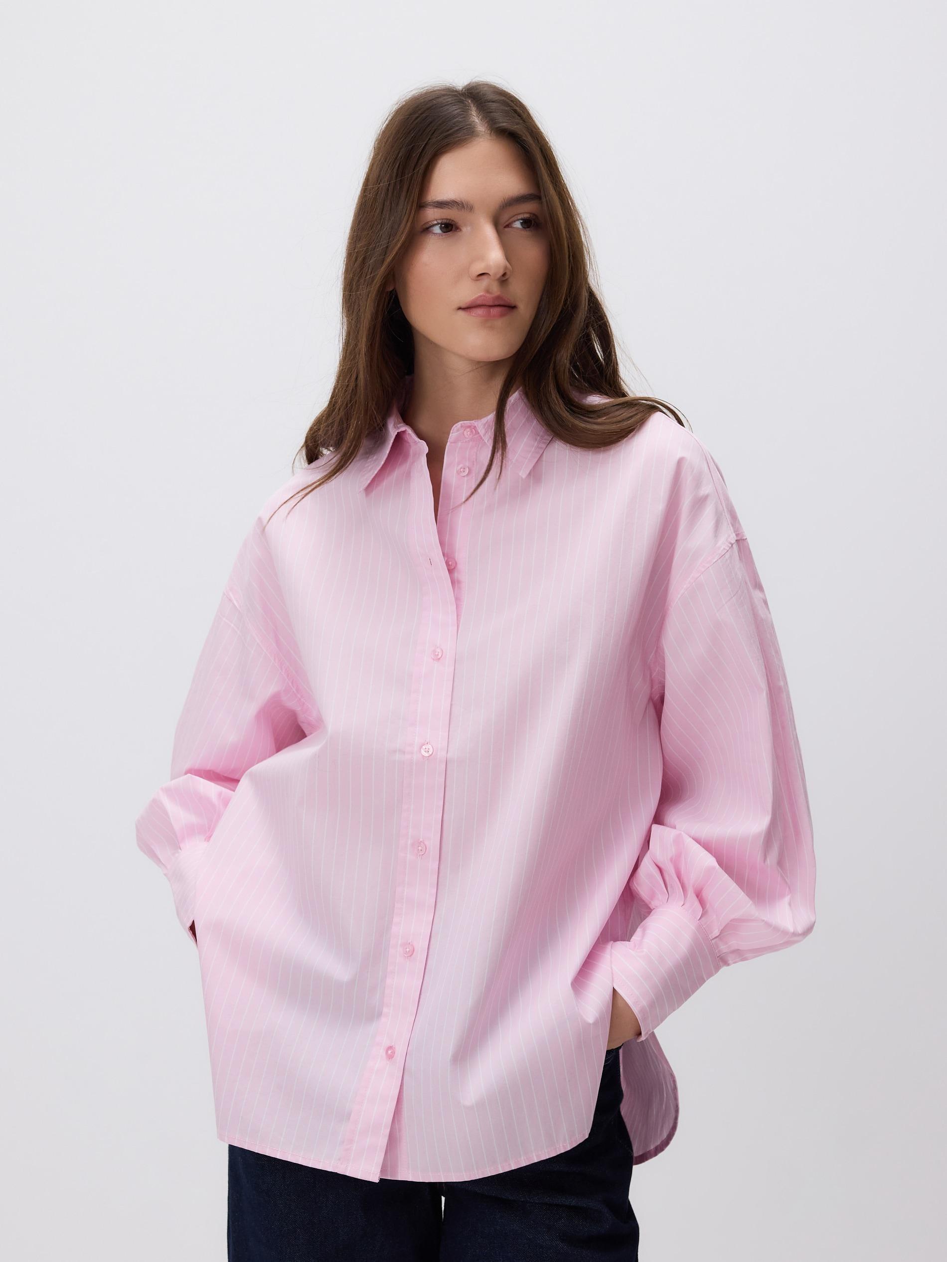 Pink Stripe Cotton Shirt, Pink, medium