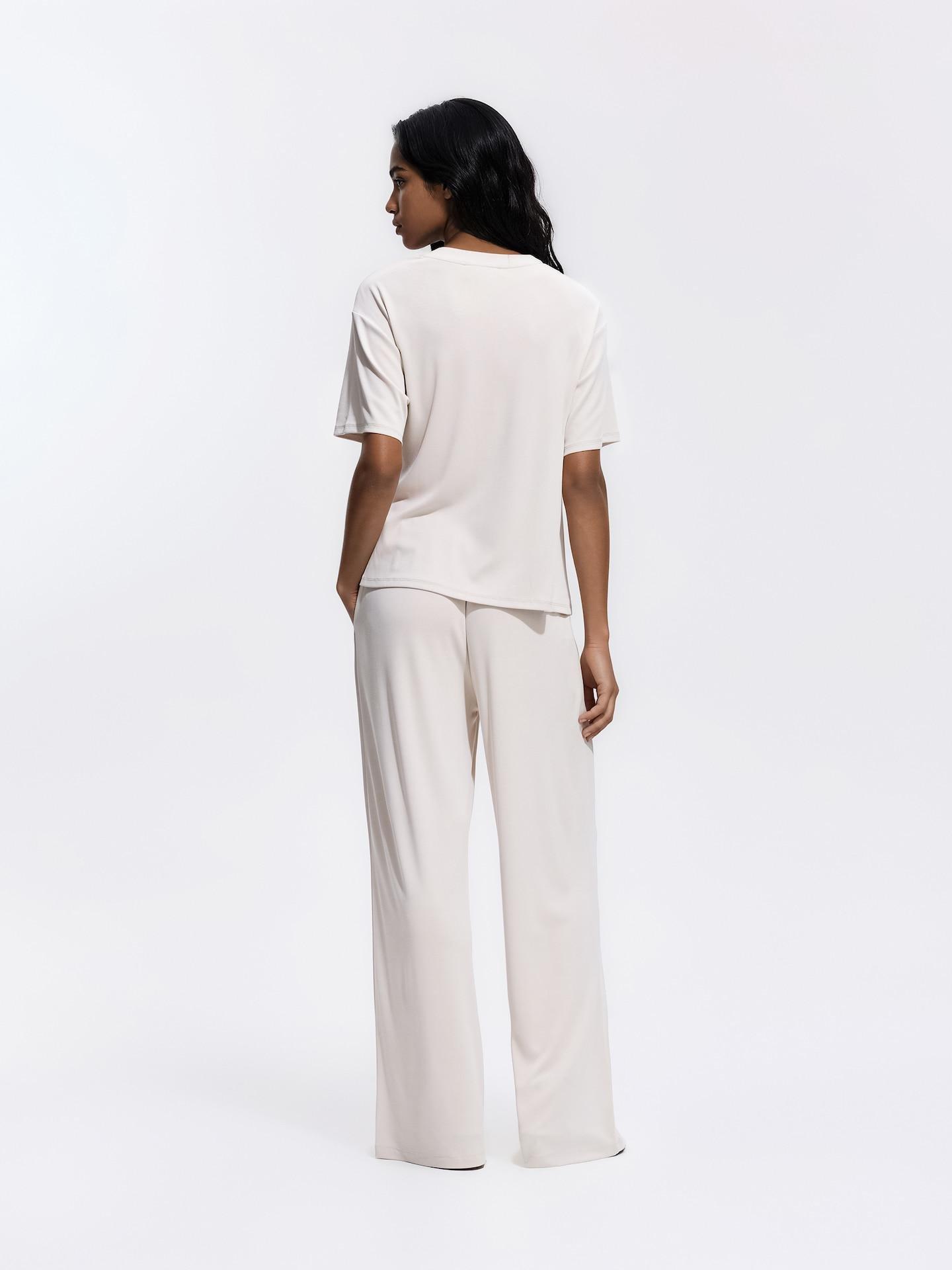 Beige Viscose Rich Wide Leg Trousers, Beige, large image number 2