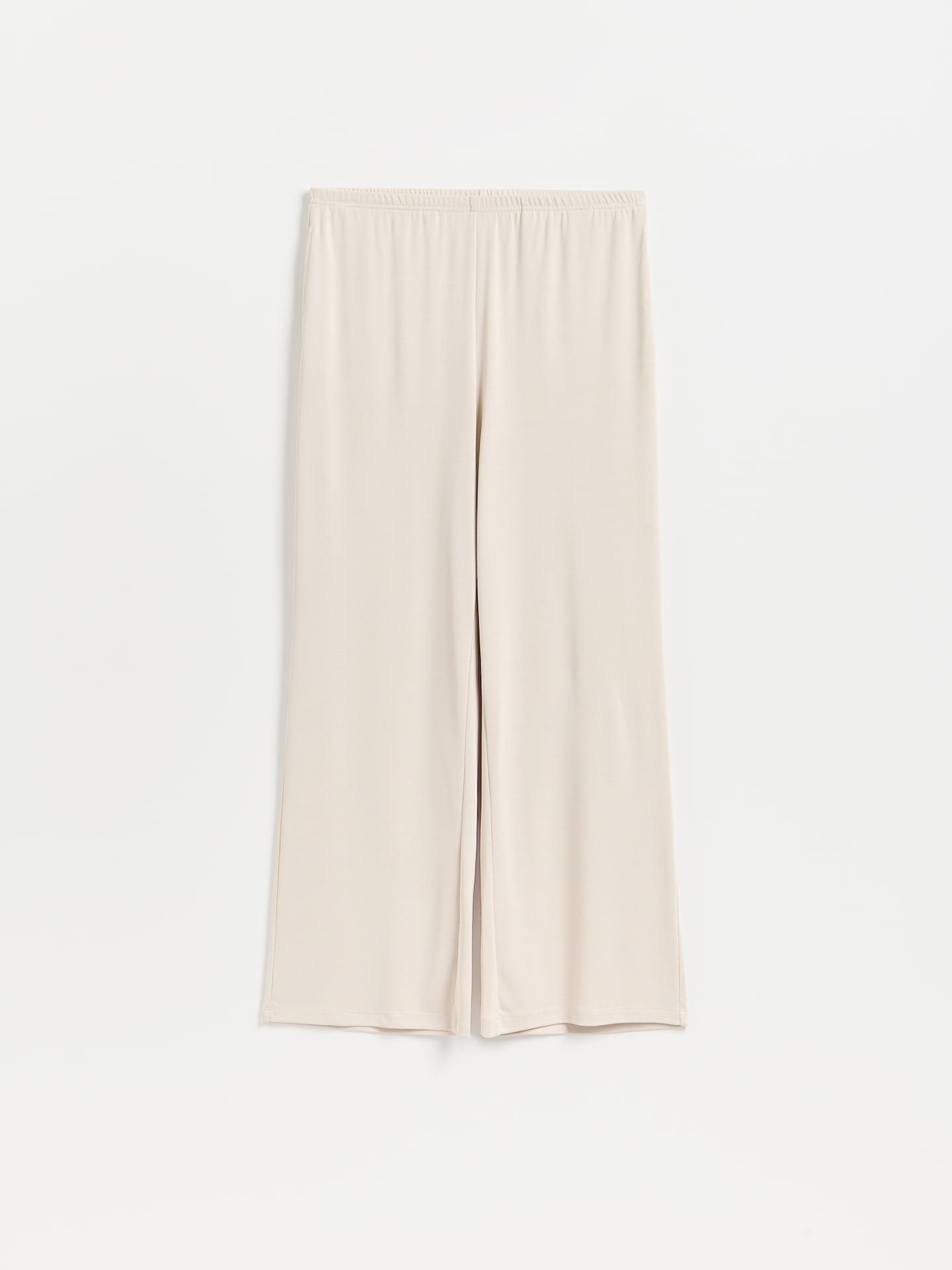 Beige Viscose Rich Wide Leg Trousers, Beige, large image number 3