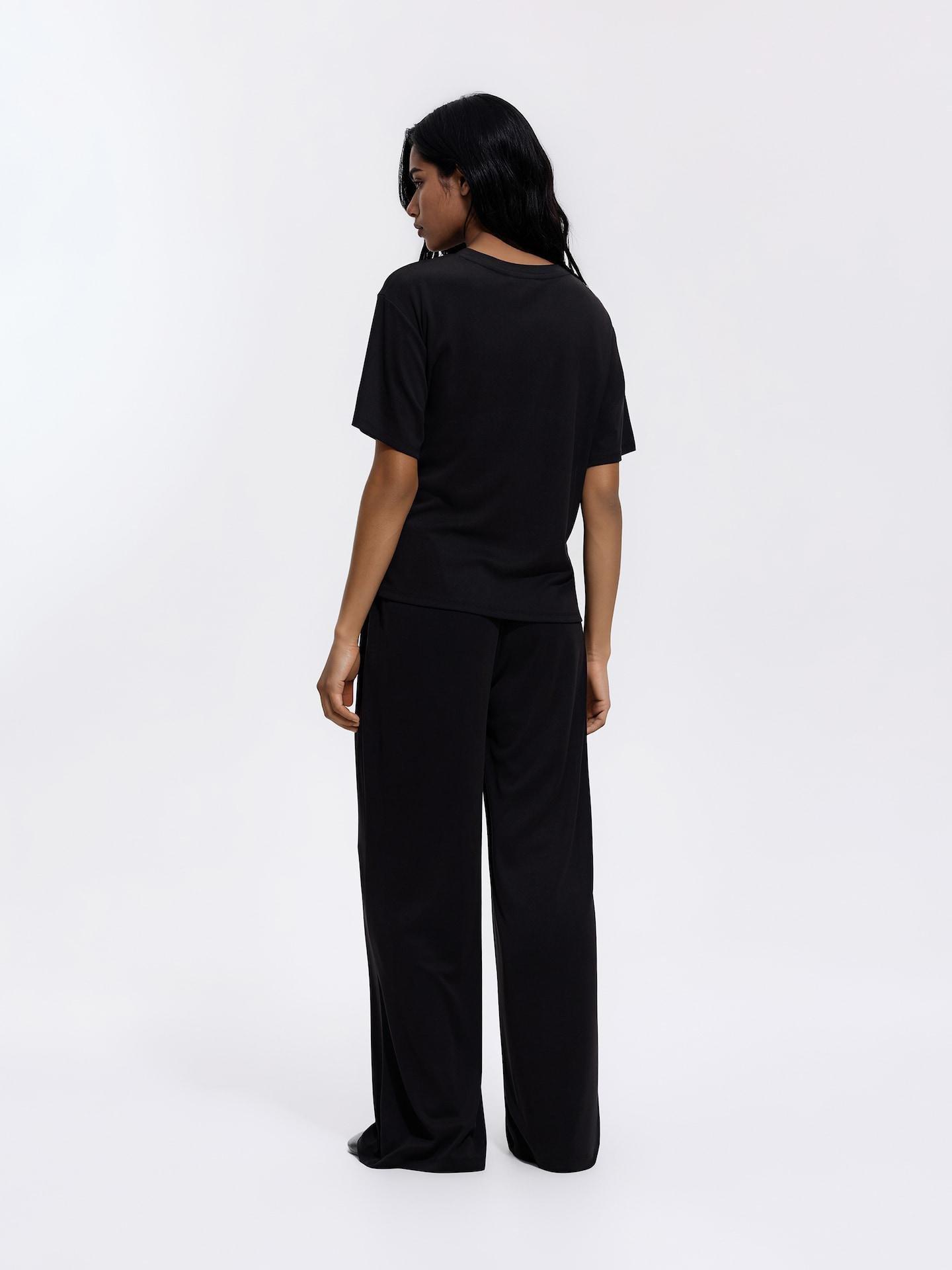 Grey Viscose Rich Wide Leg Trousers, Grey, large image number 2