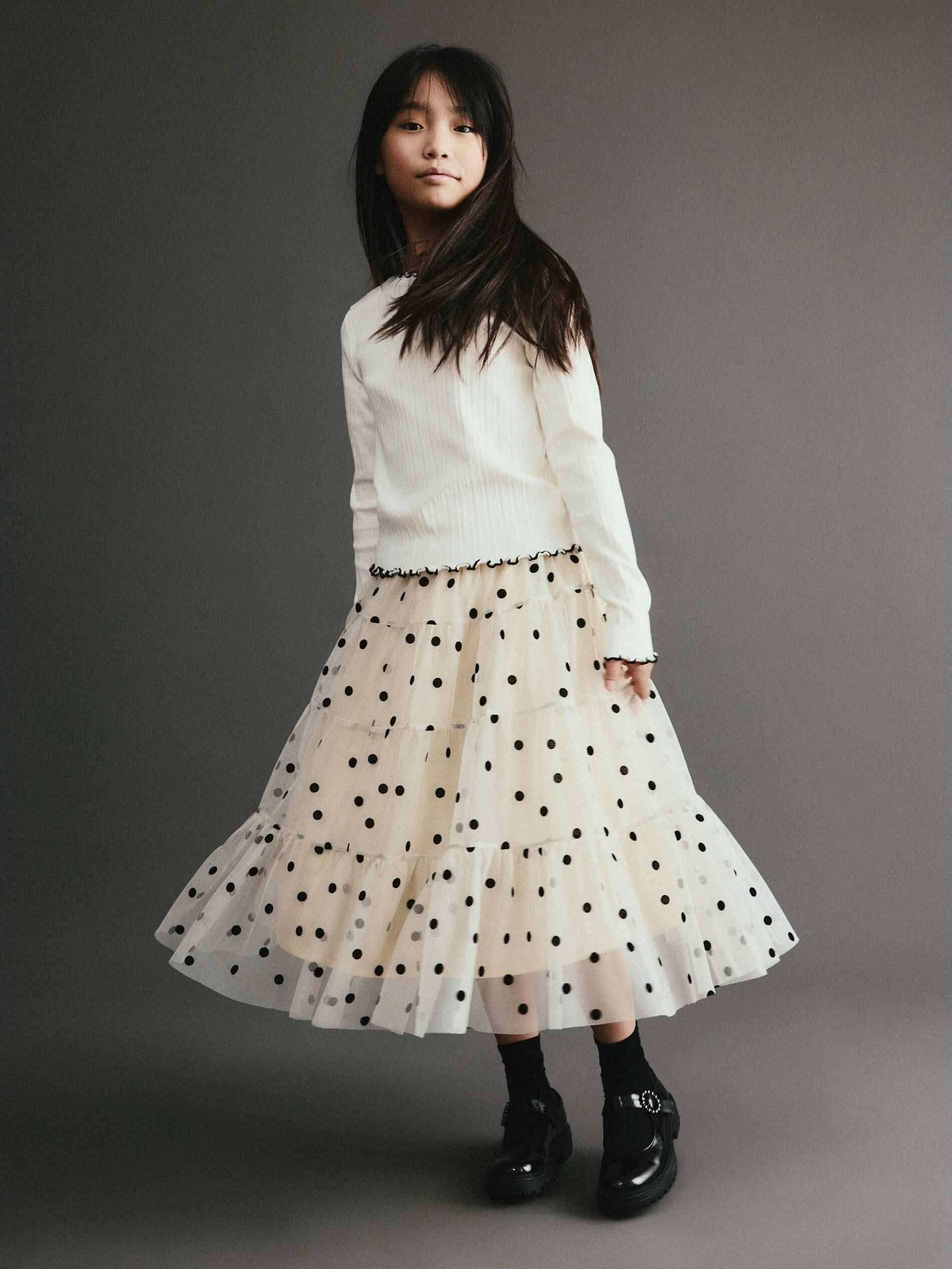 Cream Rib Knit T-Shirt, Ivory, large image number 2