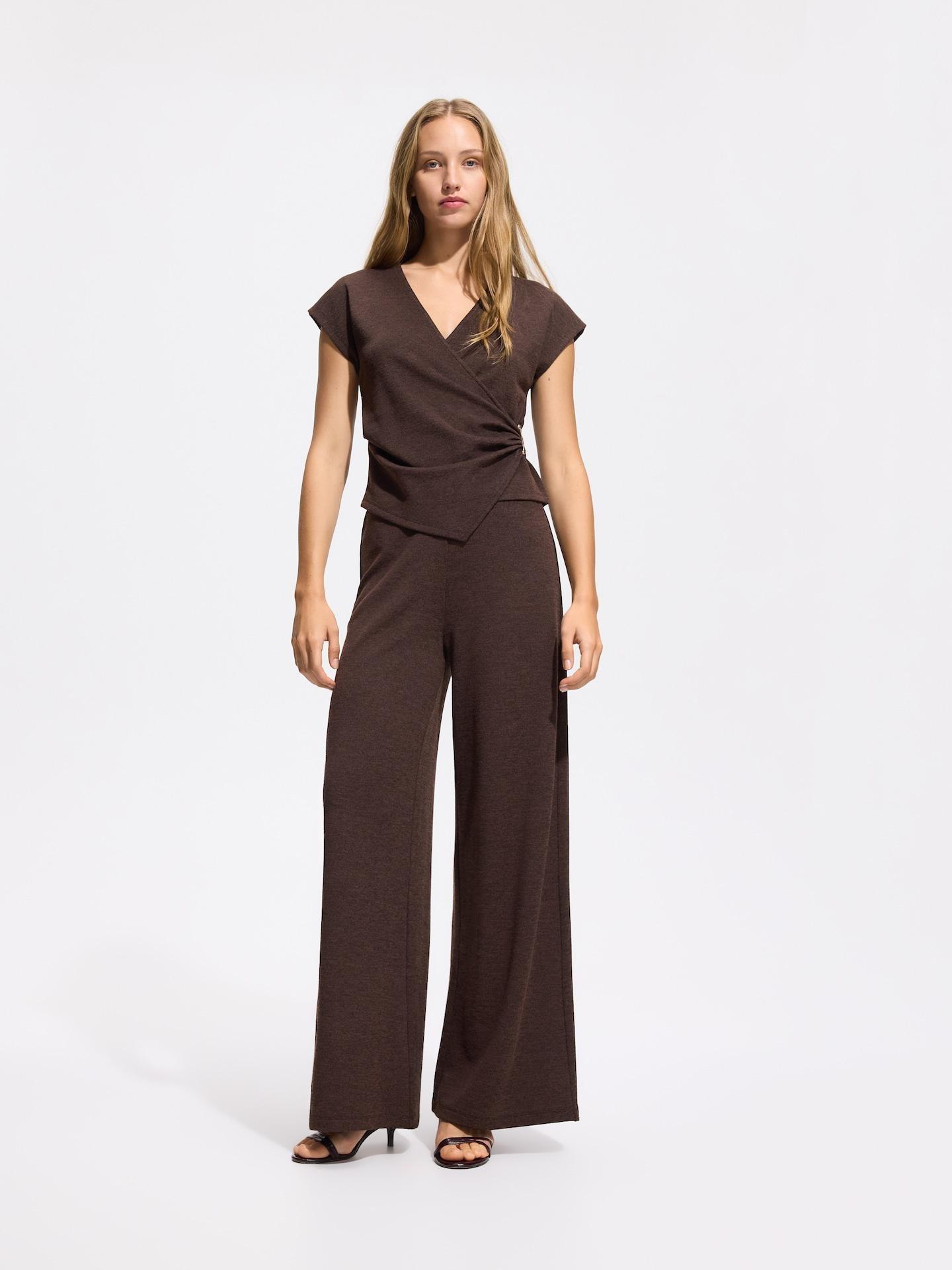Brown Jersey Trousers, Brown, large image number 0