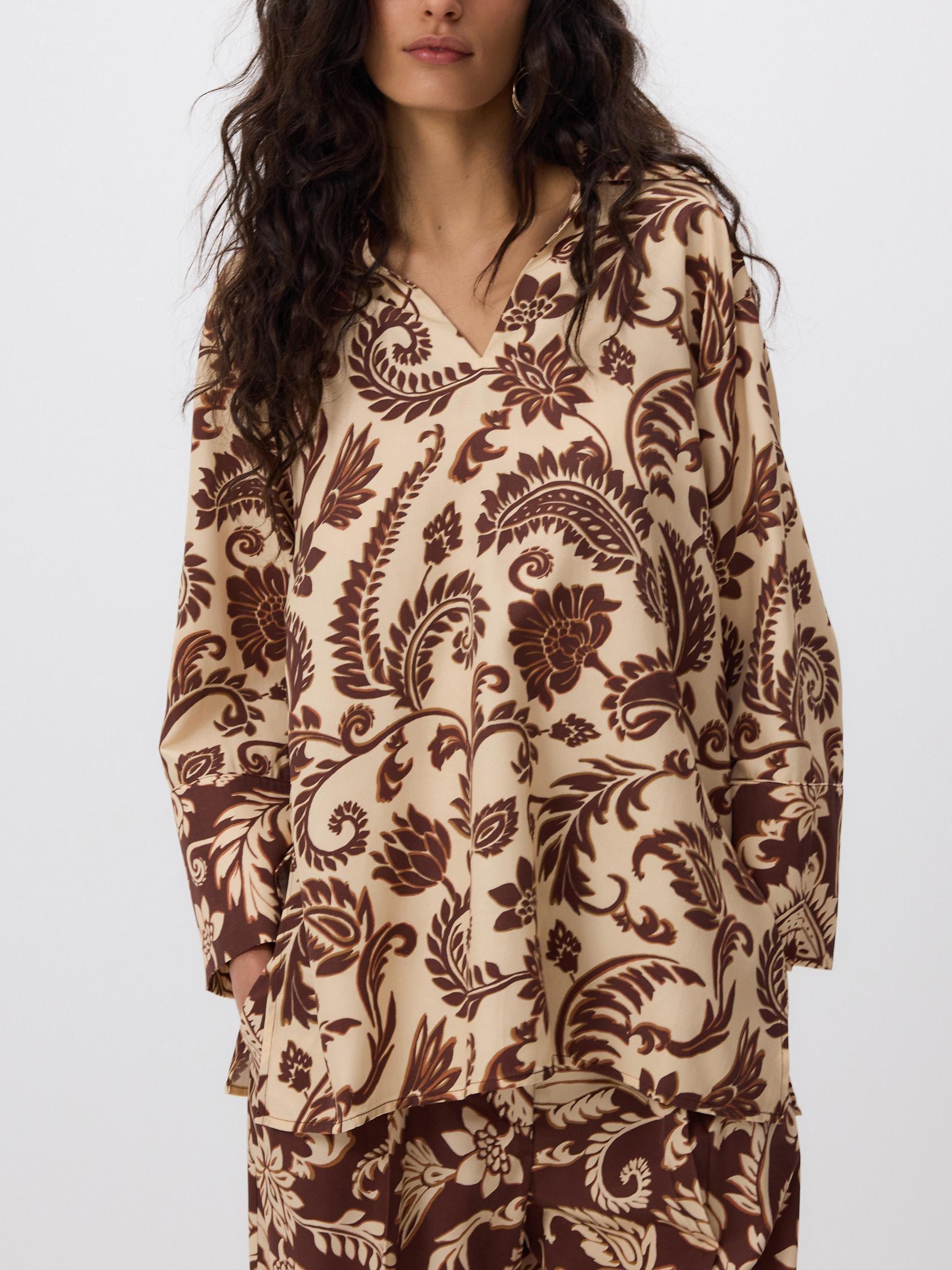 Multicolour Patterned Viscose Blend Blouse, Multicolor, medium