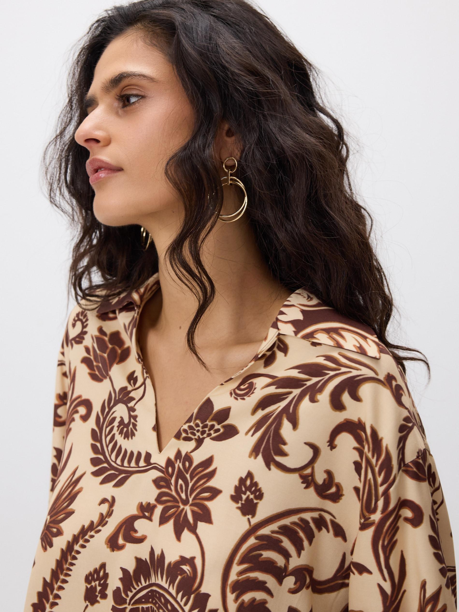 Multicolour Patterned Viscose Blend Blouse, Multicolor, large image number 3