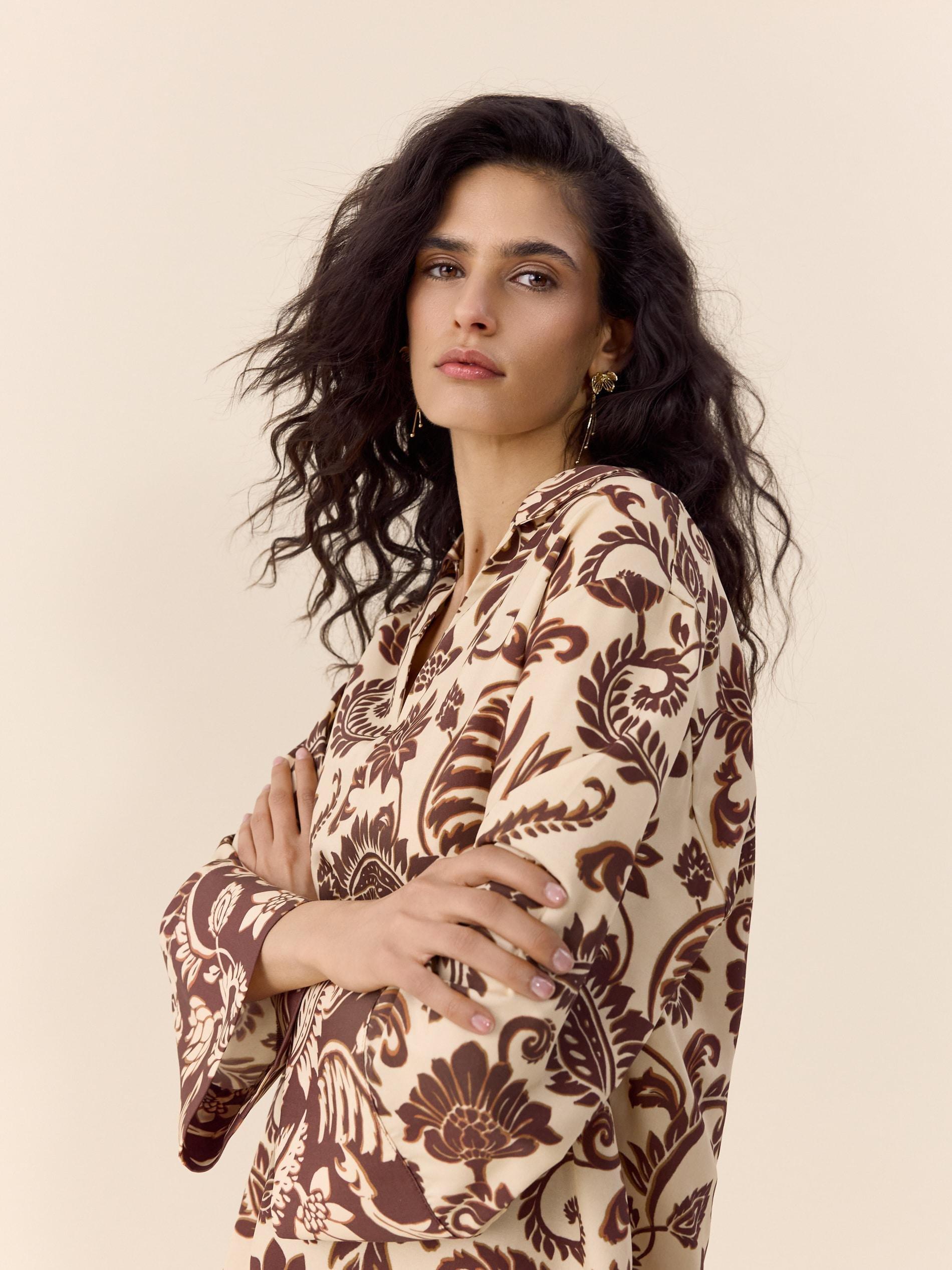 Multicolour Patterned Viscose Blend Blouse, Multicolor, large image number 4