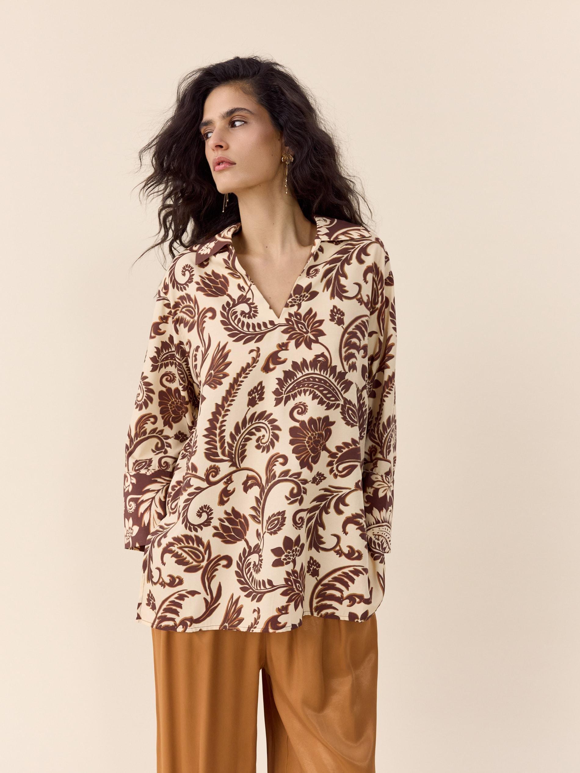 Multicolour Patterned Viscose Blend Blouse, Multicolor, large image number 5