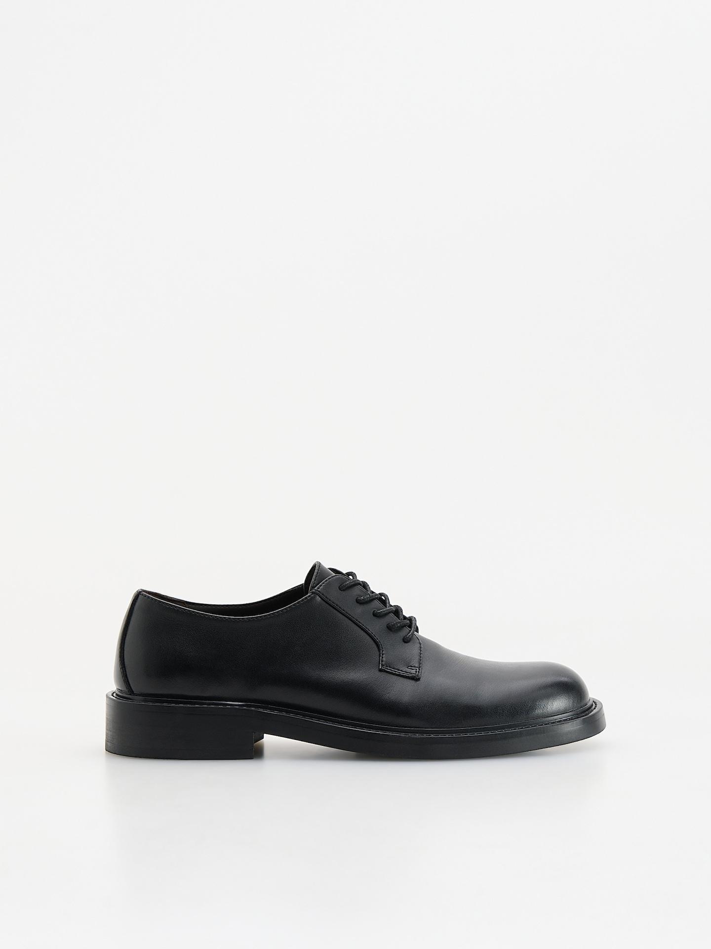 Black Leather Loafers, Black, medium