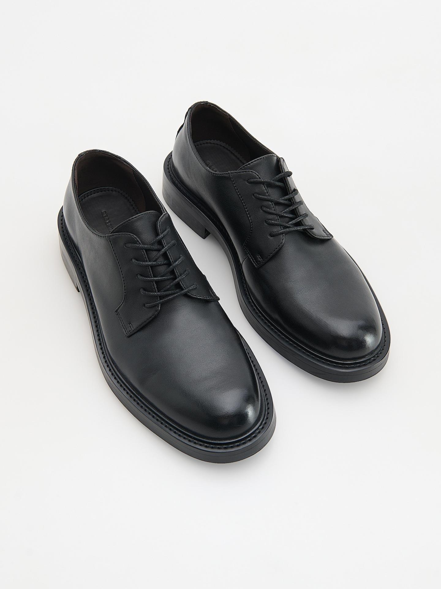 Black Leather Loafers, Black, medium