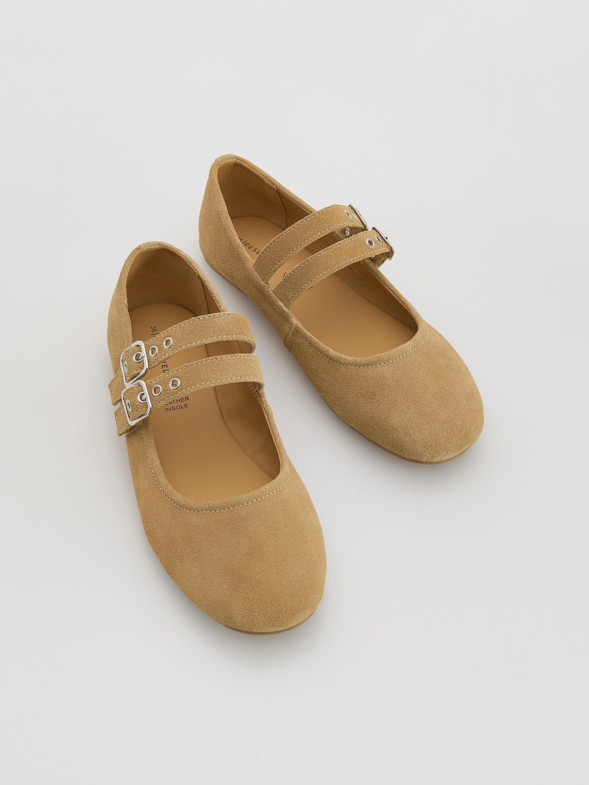 Brown Suede Ballerinas, Brown, large image number 0