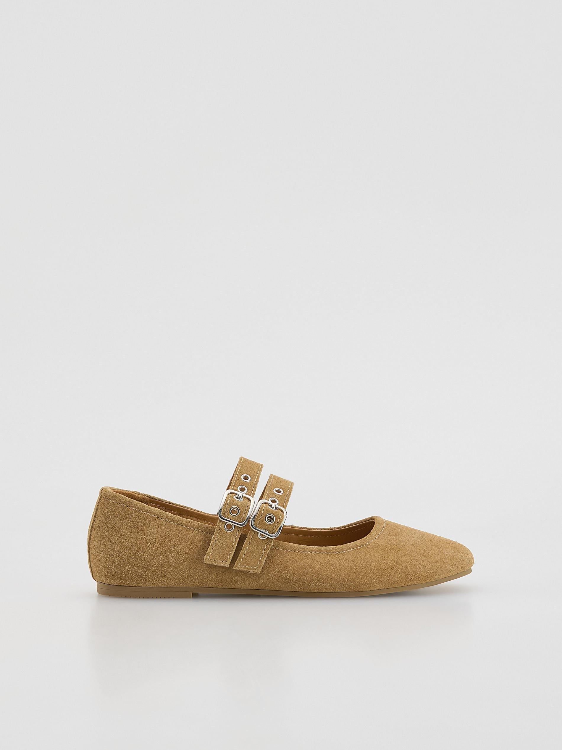 Brown Suede Ballerinas, Brown, large image number 1