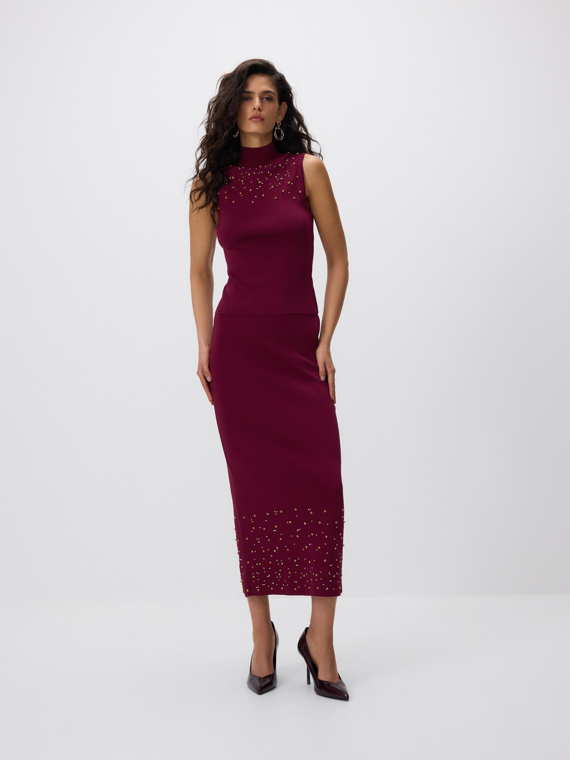توب مع ديكوري التفاصيل فوشيا, Pink, large