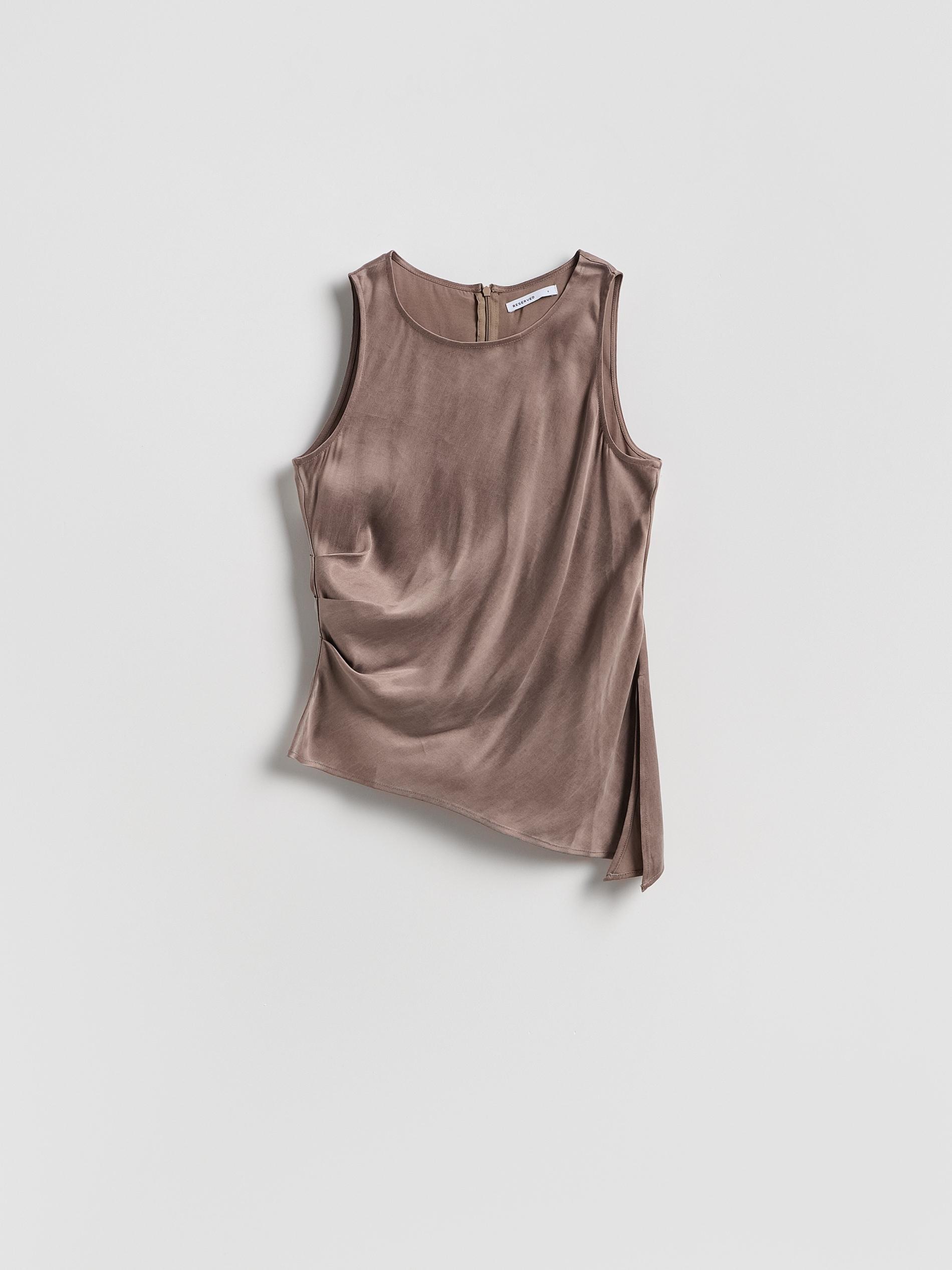 Beige Asymmetrical Top With Lyocell, Beige, large image number 4
