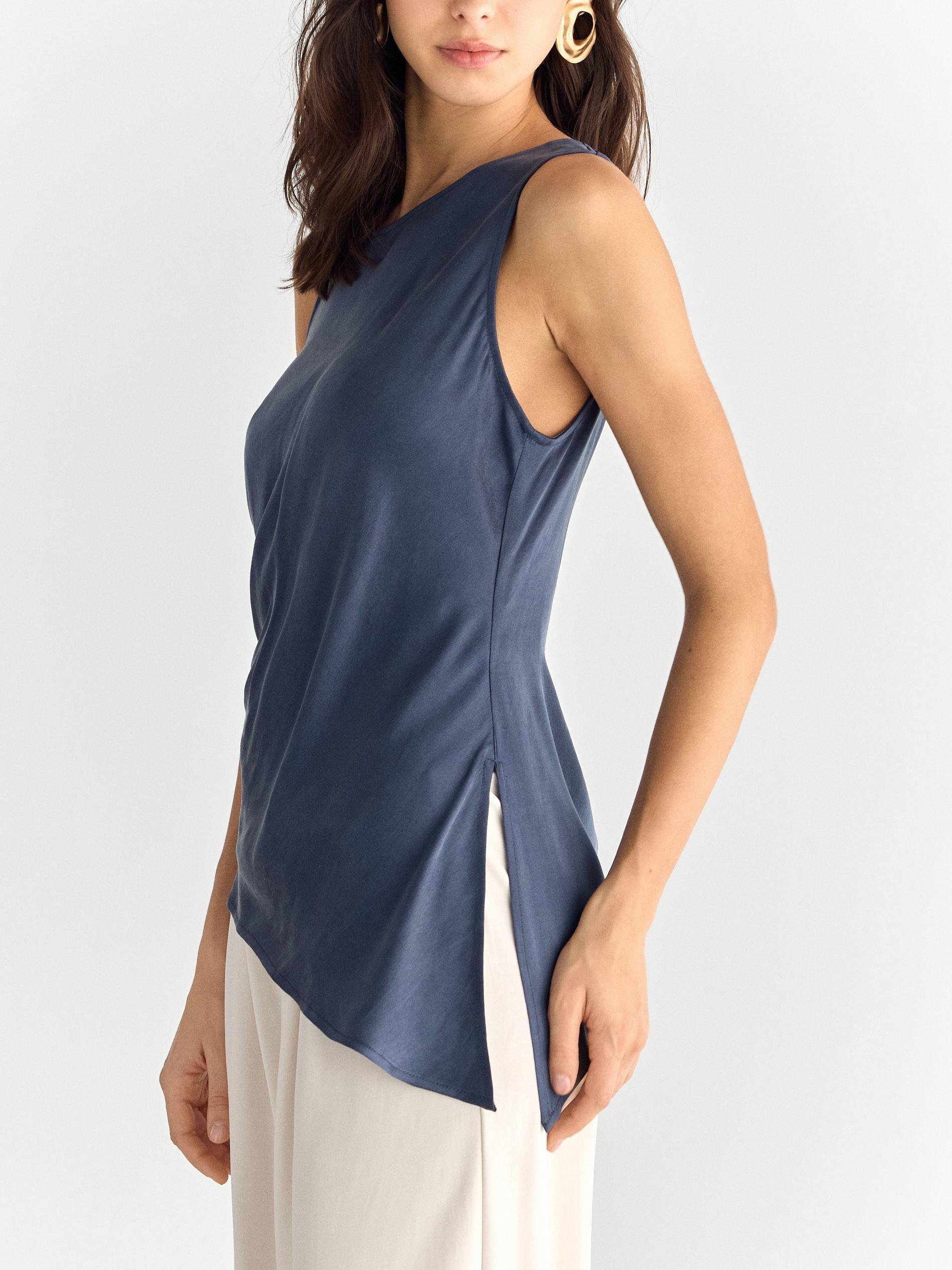 Purple Asymmetrical Top With Lyocell, Purple, large image number 0