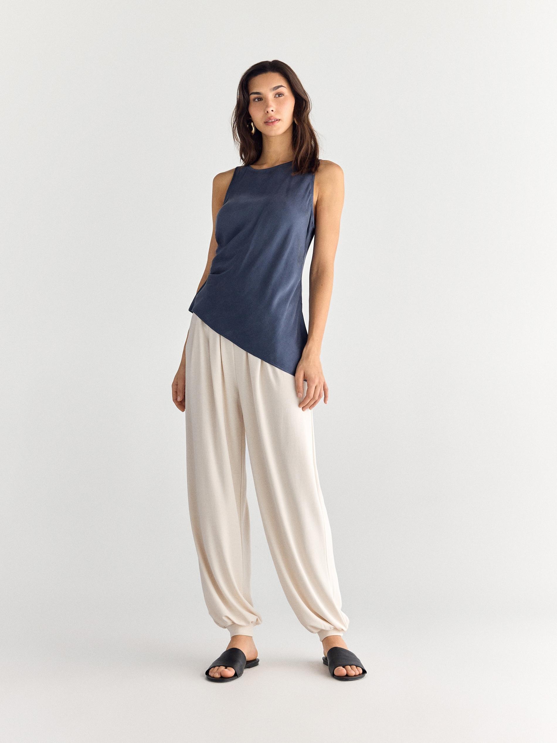 Purple Asymmetrical Top With Lyocell, Purple, large image number 2