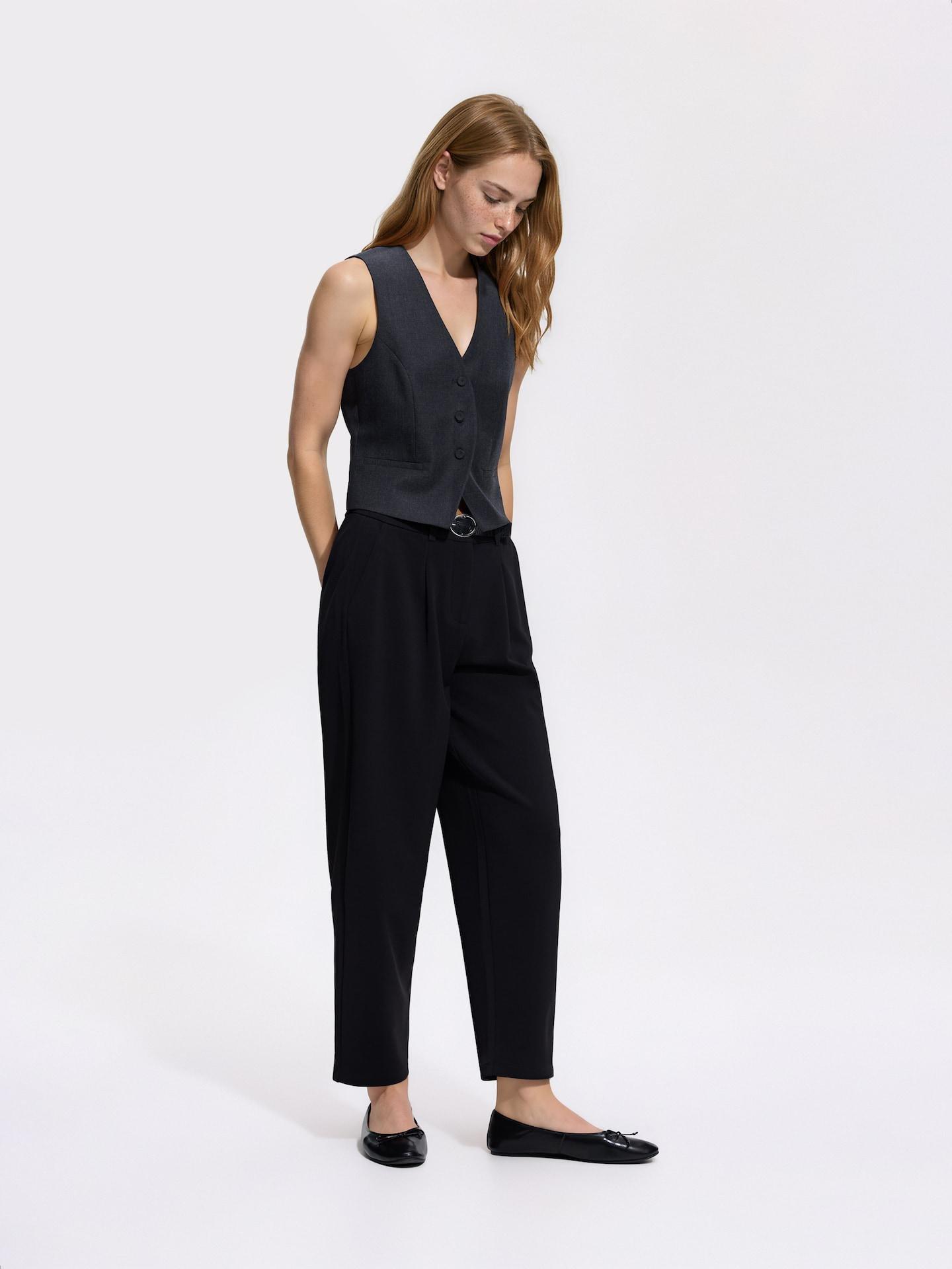 Black Trousers With Decorative Belt, Black, large image number 2