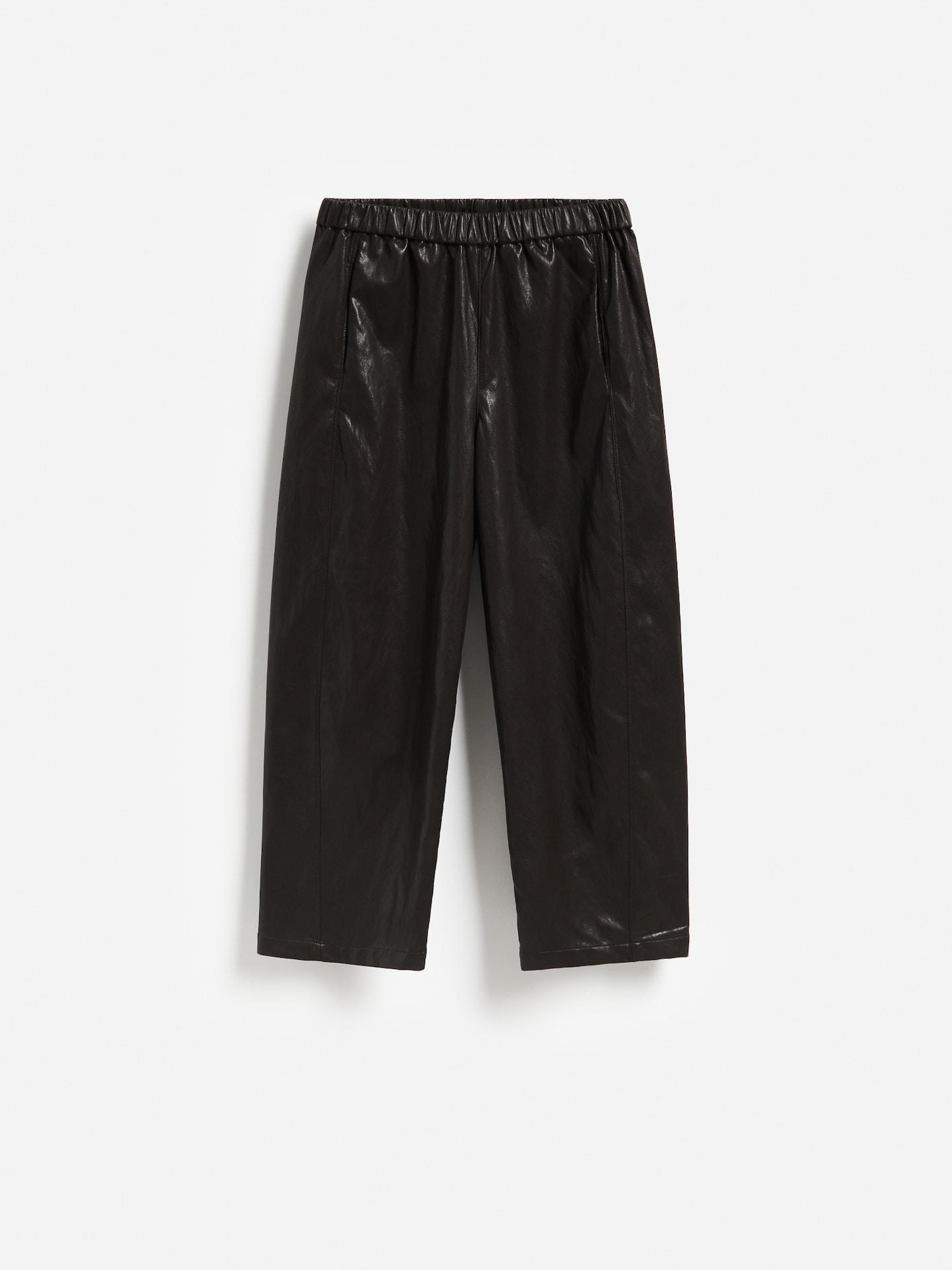 Brown Faux Leather Trousers, Brown, large image number 4