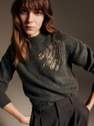 Reserved - Dark Grey Sweater With Decorative Applique