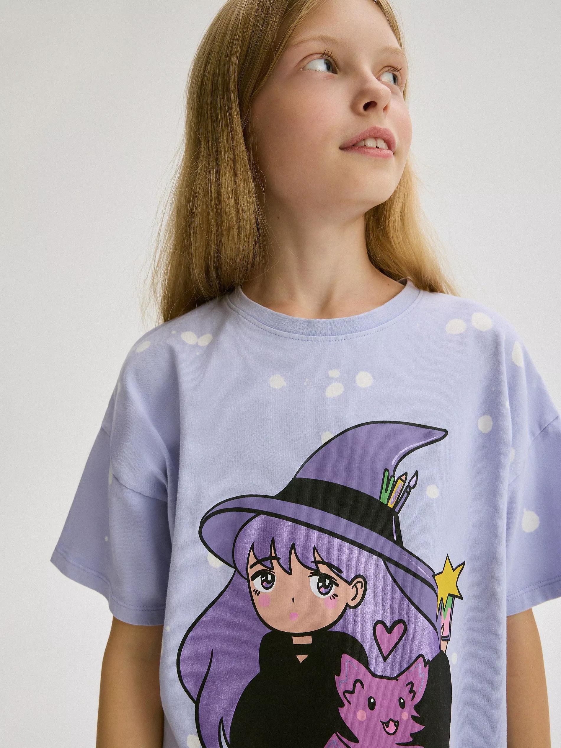 Violet T-Shirt With Print, , large image number 7