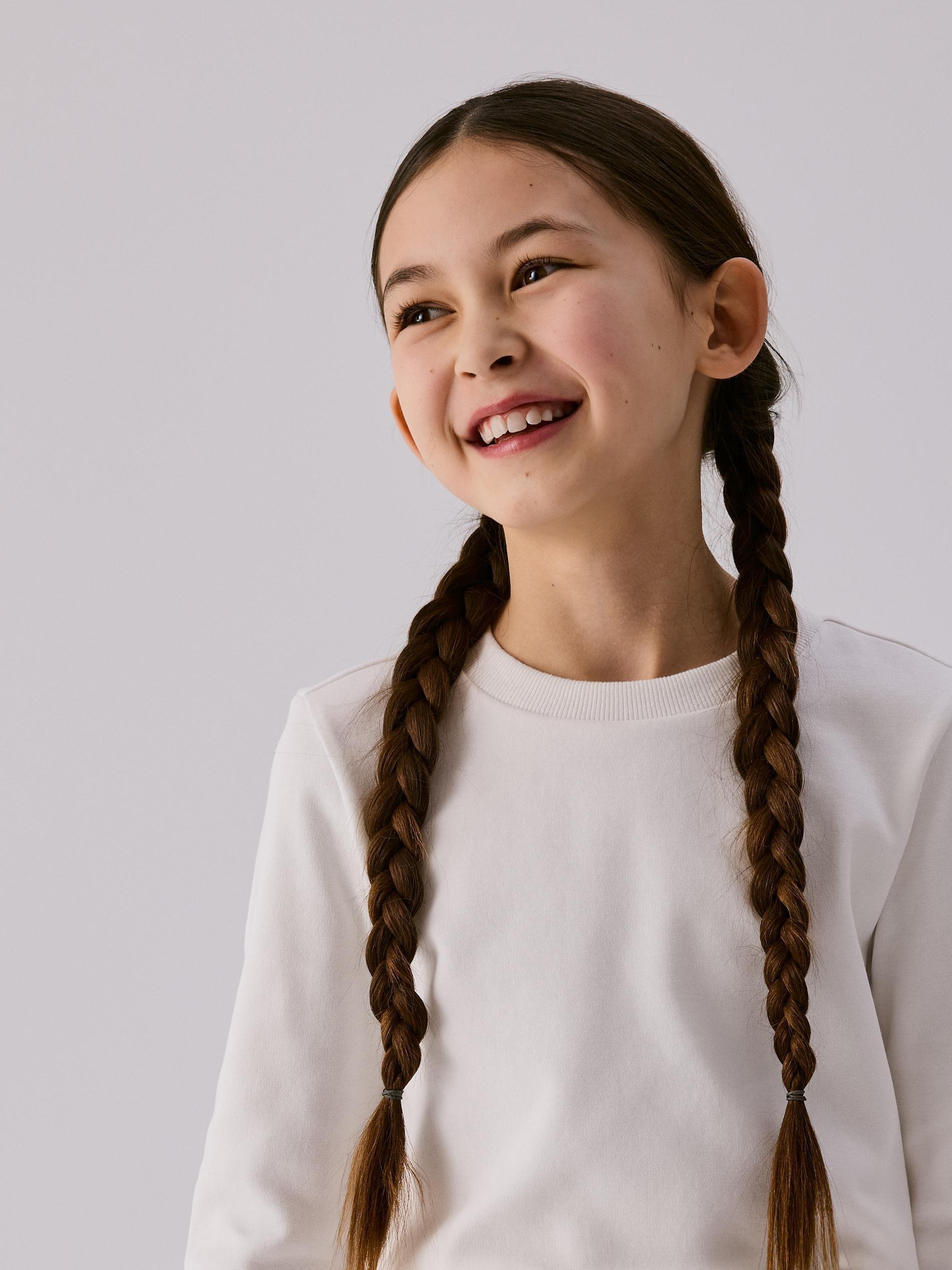 Cream Plain Long Sleeve T-Shirt, Ivory, large image number 0