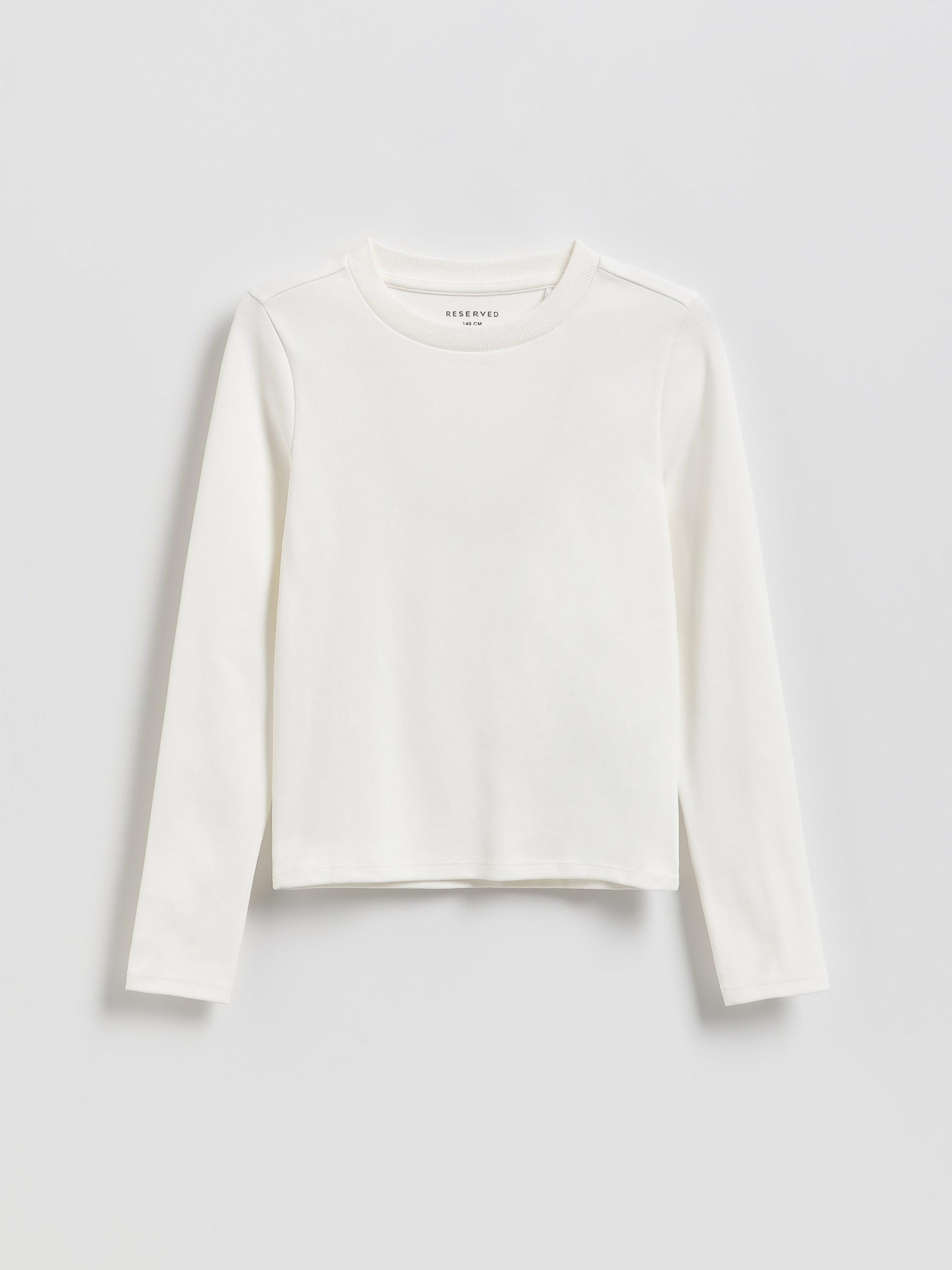 Cream Plain Long Sleeve T-Shirt, Ivory, medium