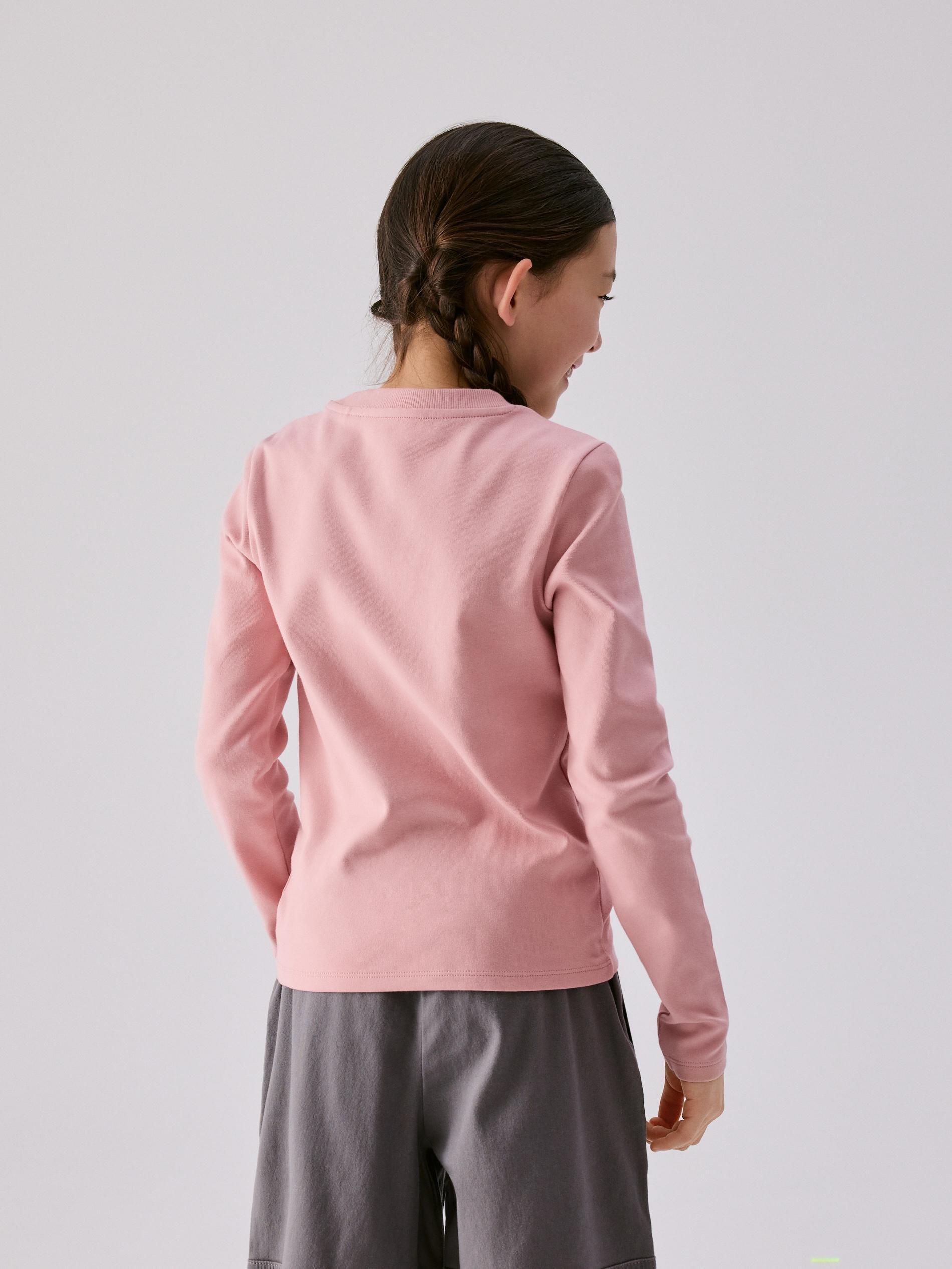 Pink Plain Long Sleeve T-Shirt, Pink, medium