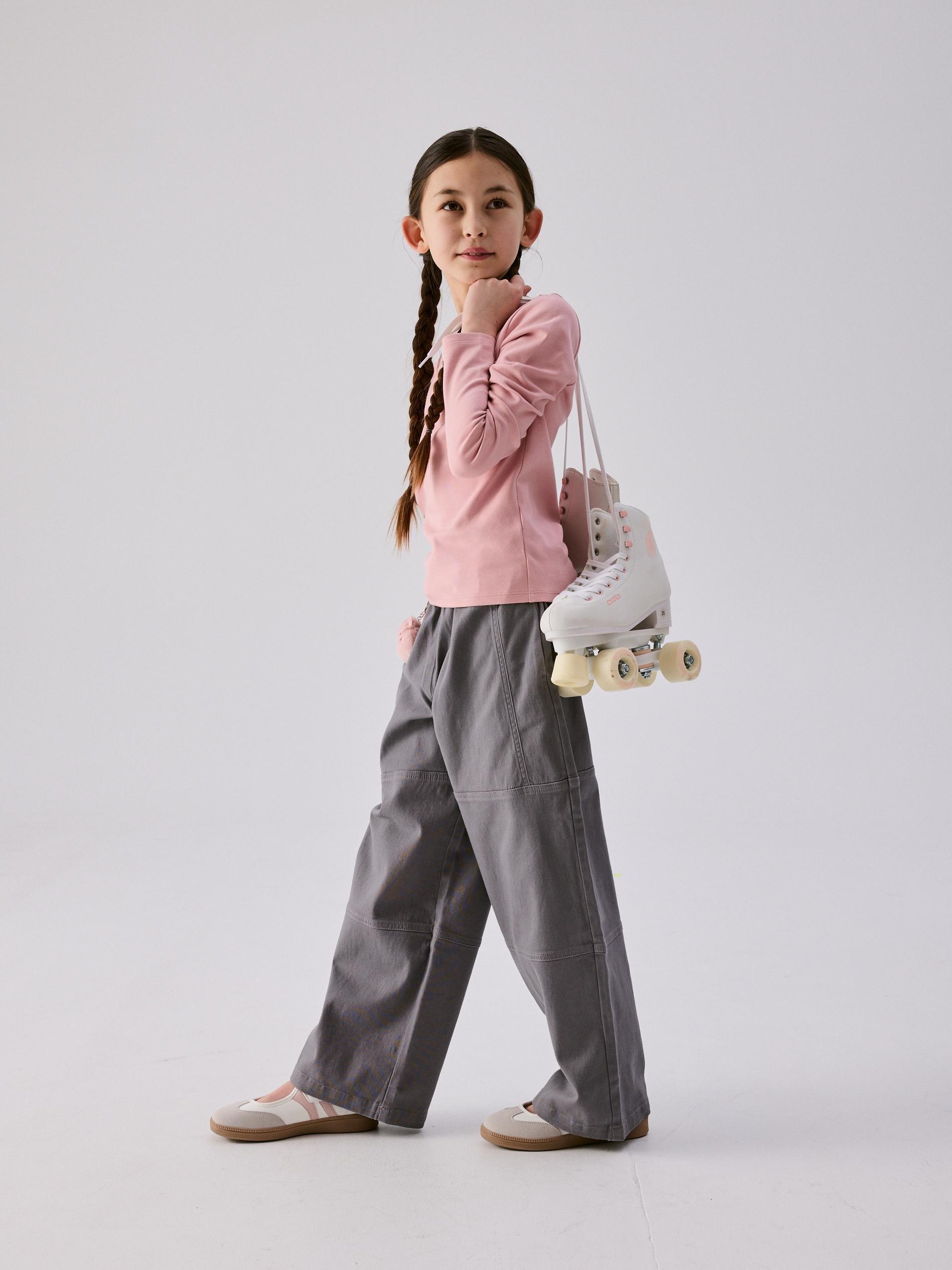 Pink Plain Long Sleeve T-Shirt, Pink, medium