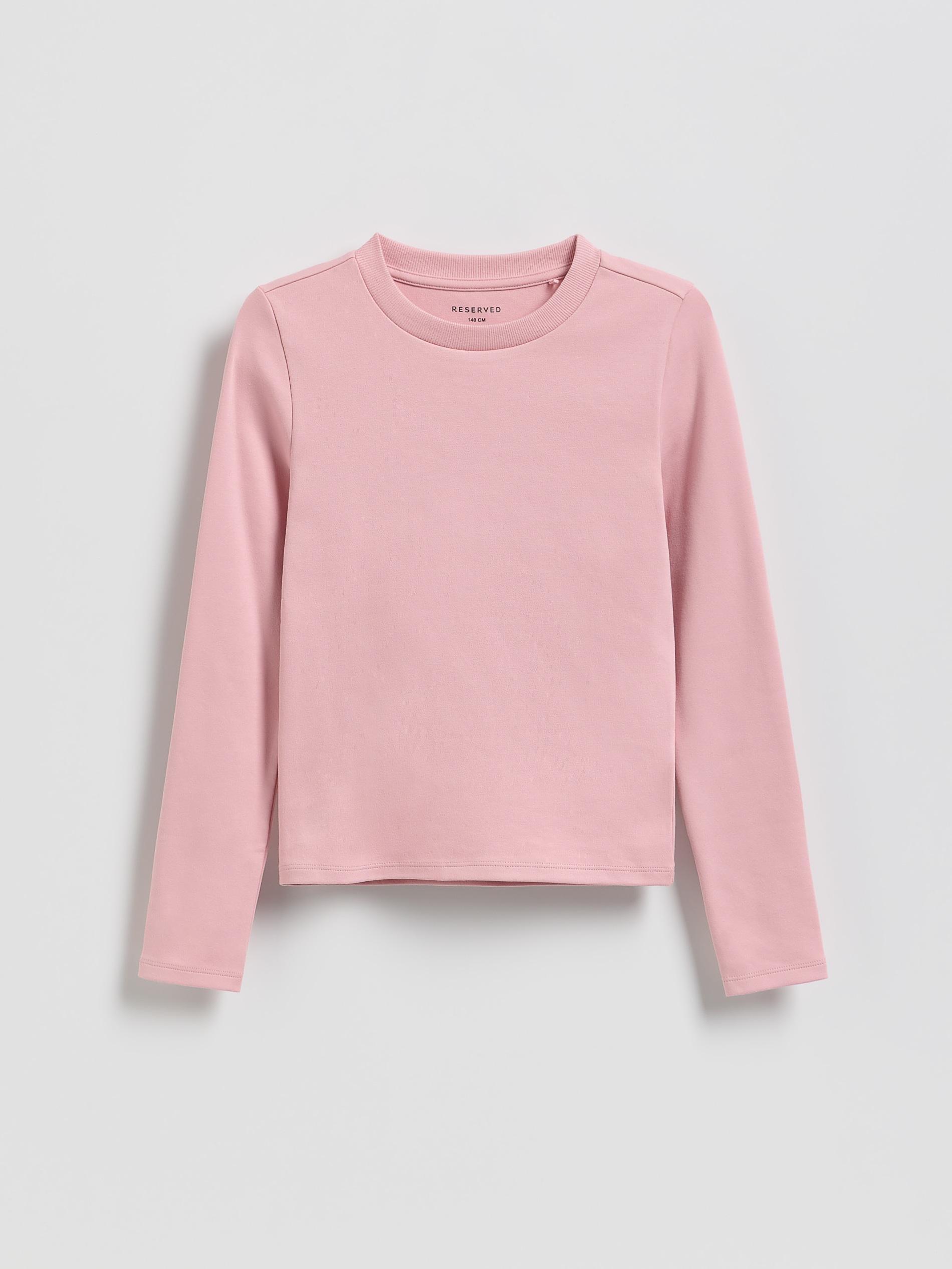 Pink Plain Long Sleeve T-Shirt, Pink, large image number 3