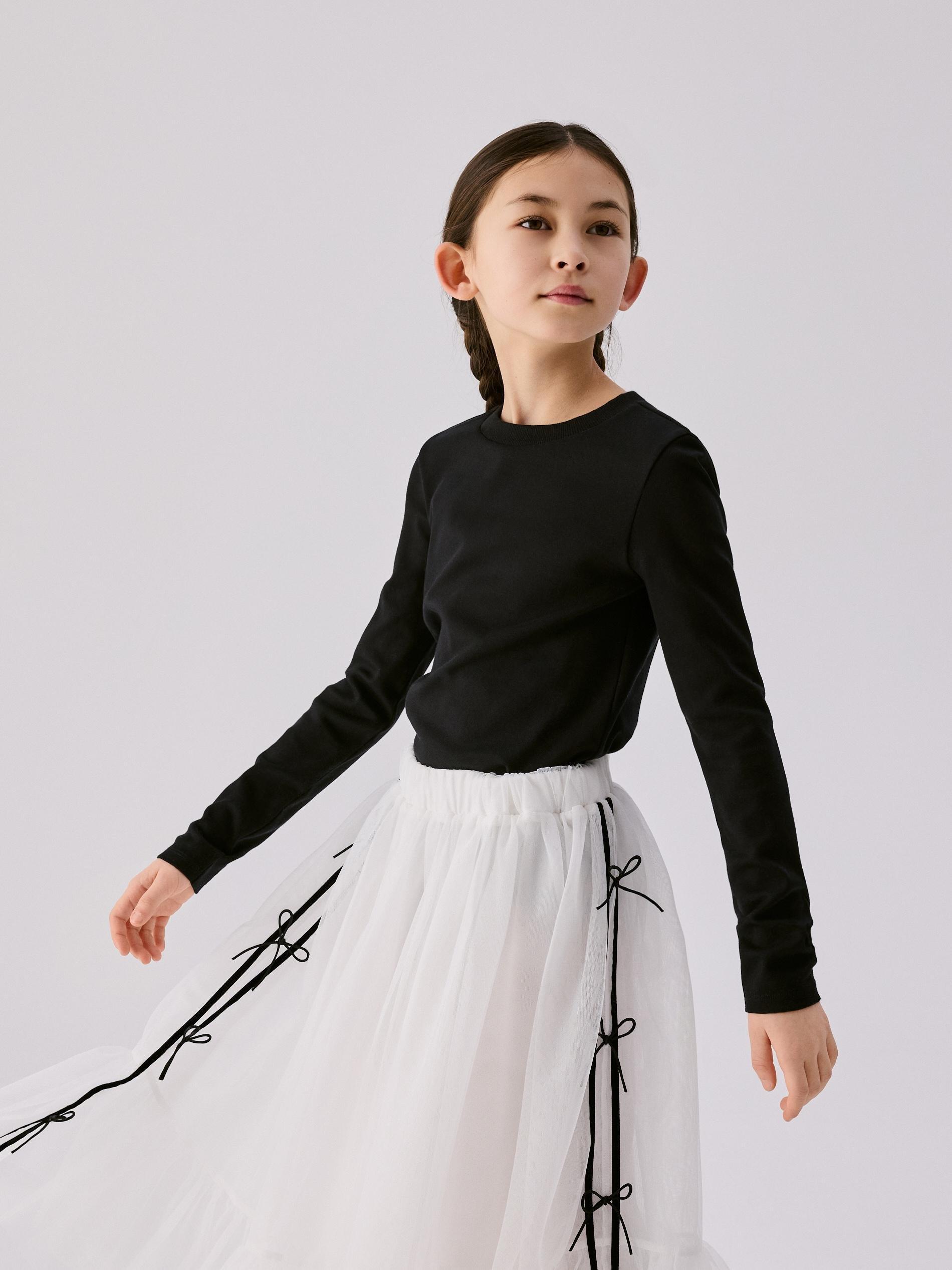 Black Plain Long Sleeve T-Shirt, Black, large image number 2