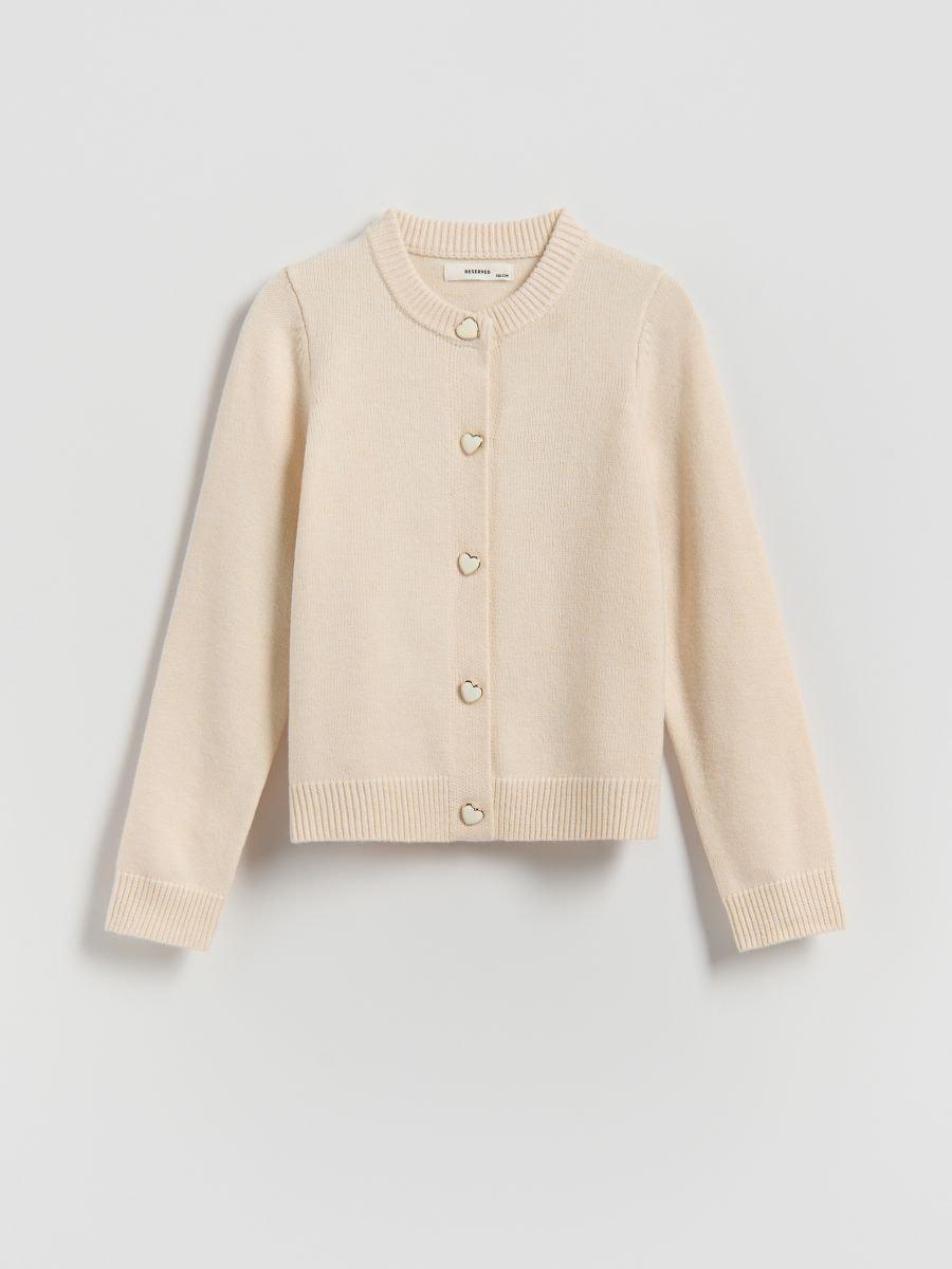 Beige Knit Cardigan, Ivory, medium