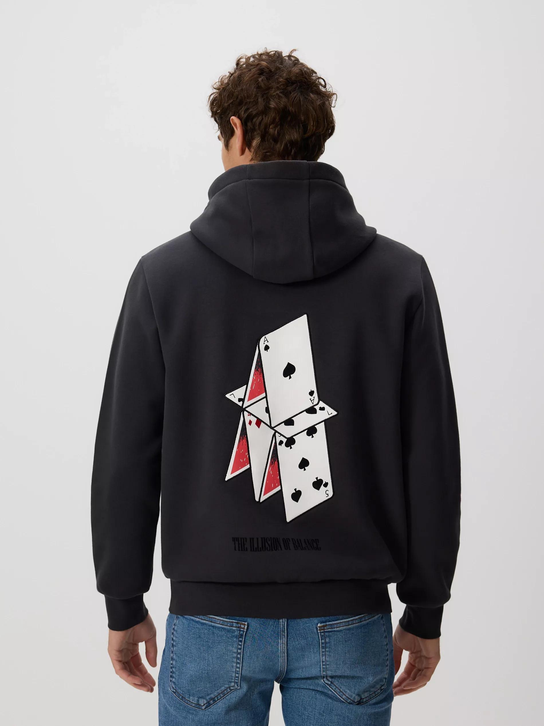 Grey Hoodie With Back Print, Grey, large image number 0