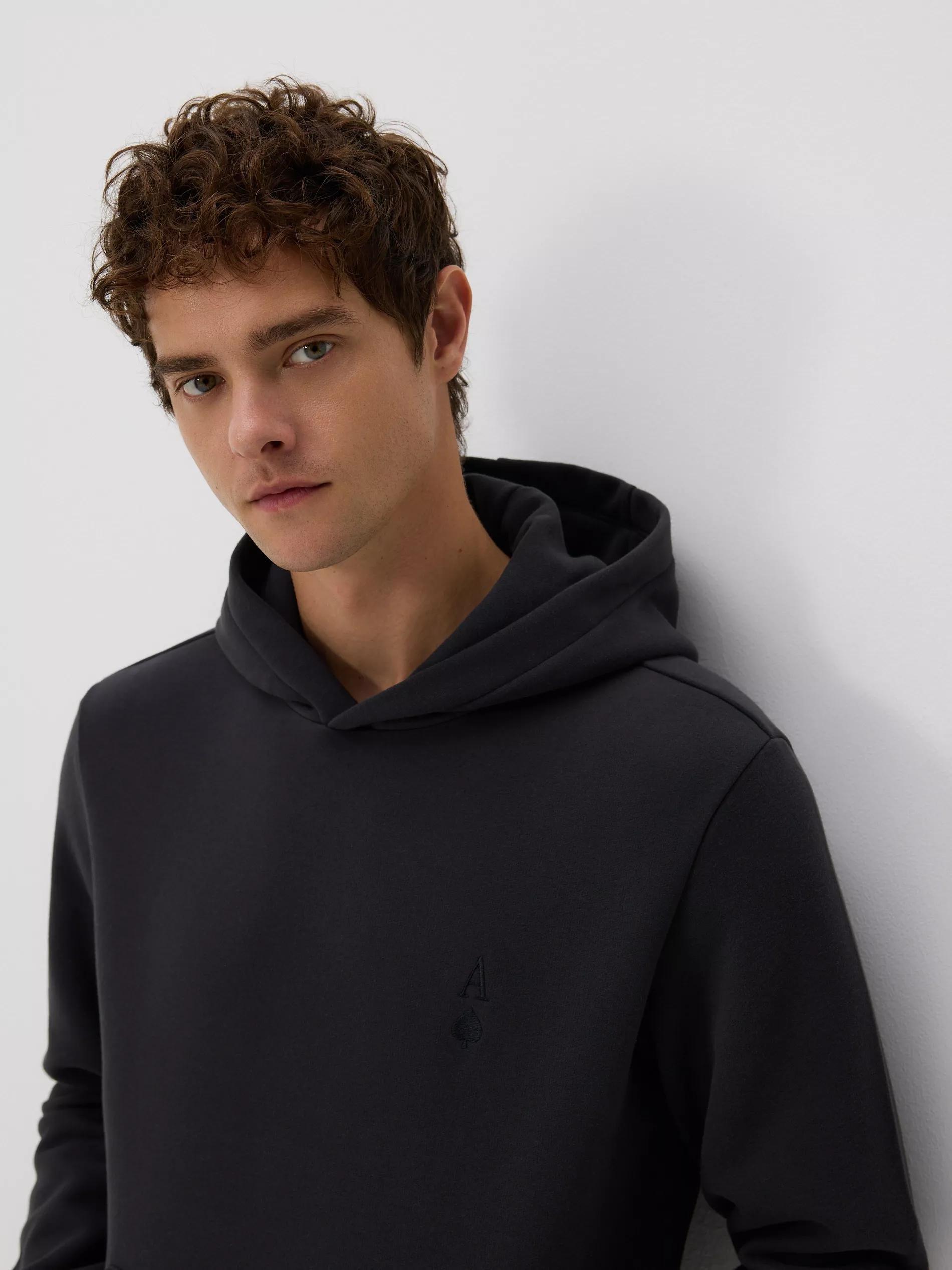 Grey Hoodie With Back Print, Grey, large image number 3